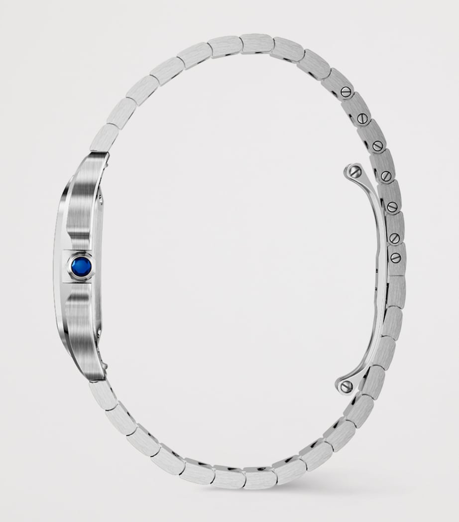 Small Steel Santos de Cartier Watch 34.5mm DARK BLUE Image 5