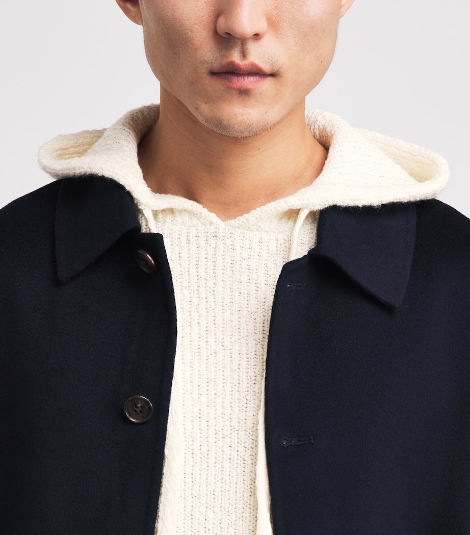 COMMAS Mens Cotton Knit Hoodie White Image 3