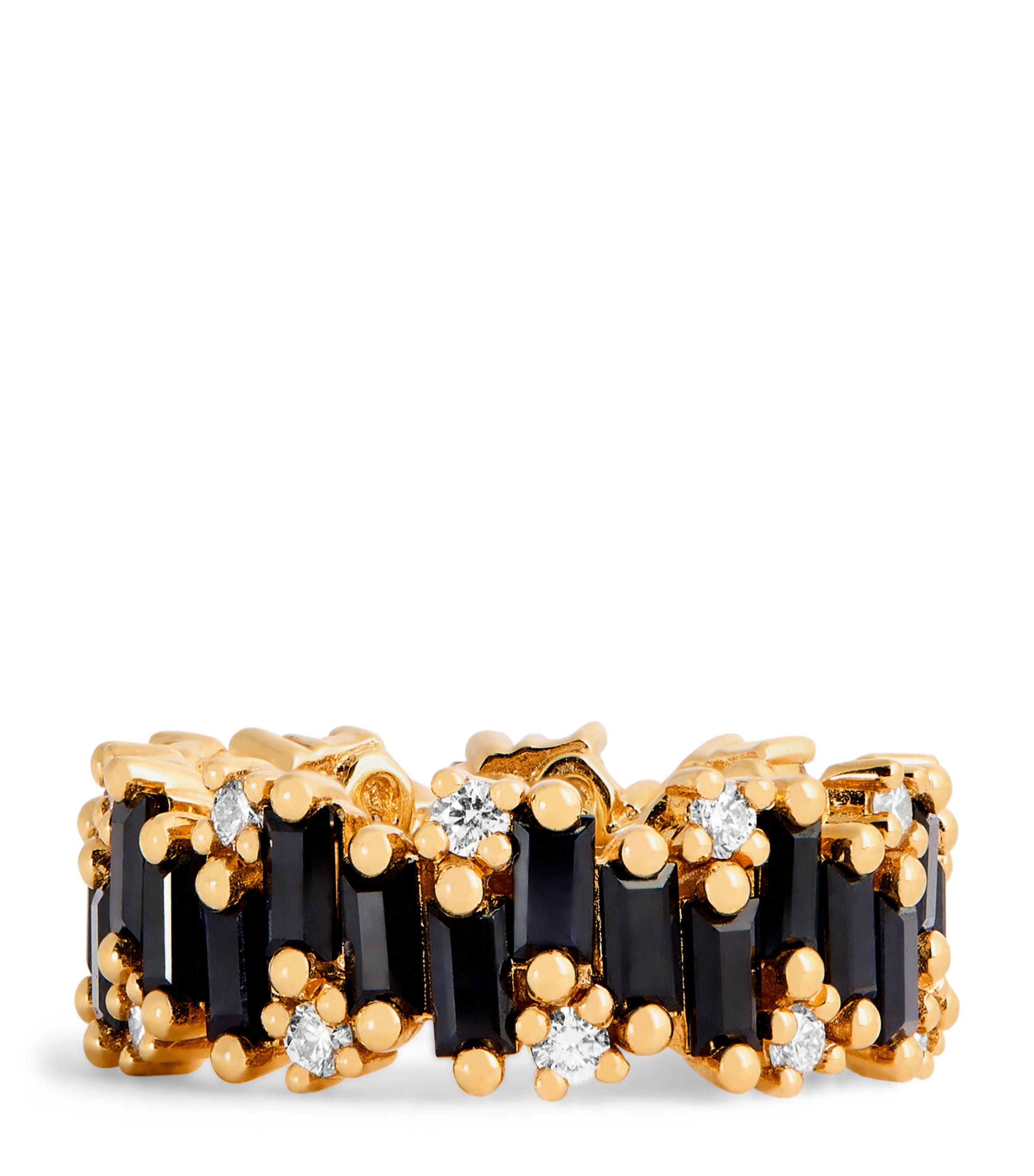 Suzanne Kalan Gold, Diamond and Black Sapphire Audrey Shimmer Eternity Ring Yg/bs Image 1