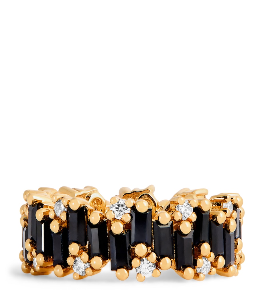Suzanne Kalan Gold, Diamond and Black Sapphire Audrey Shimmer Eternity Ring Yg/bs Image 1