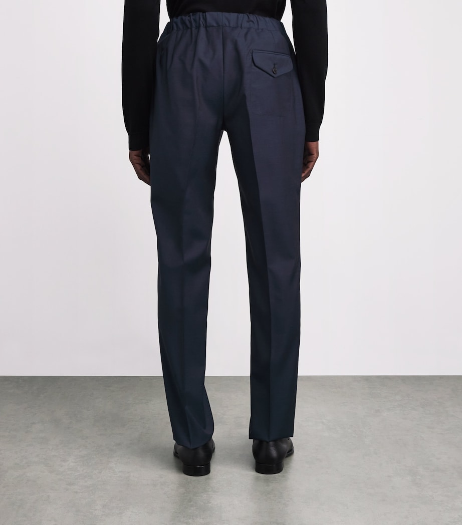 Wool-Mohair Drawstring Tailored Trousers 2/3-MARINE Image 4