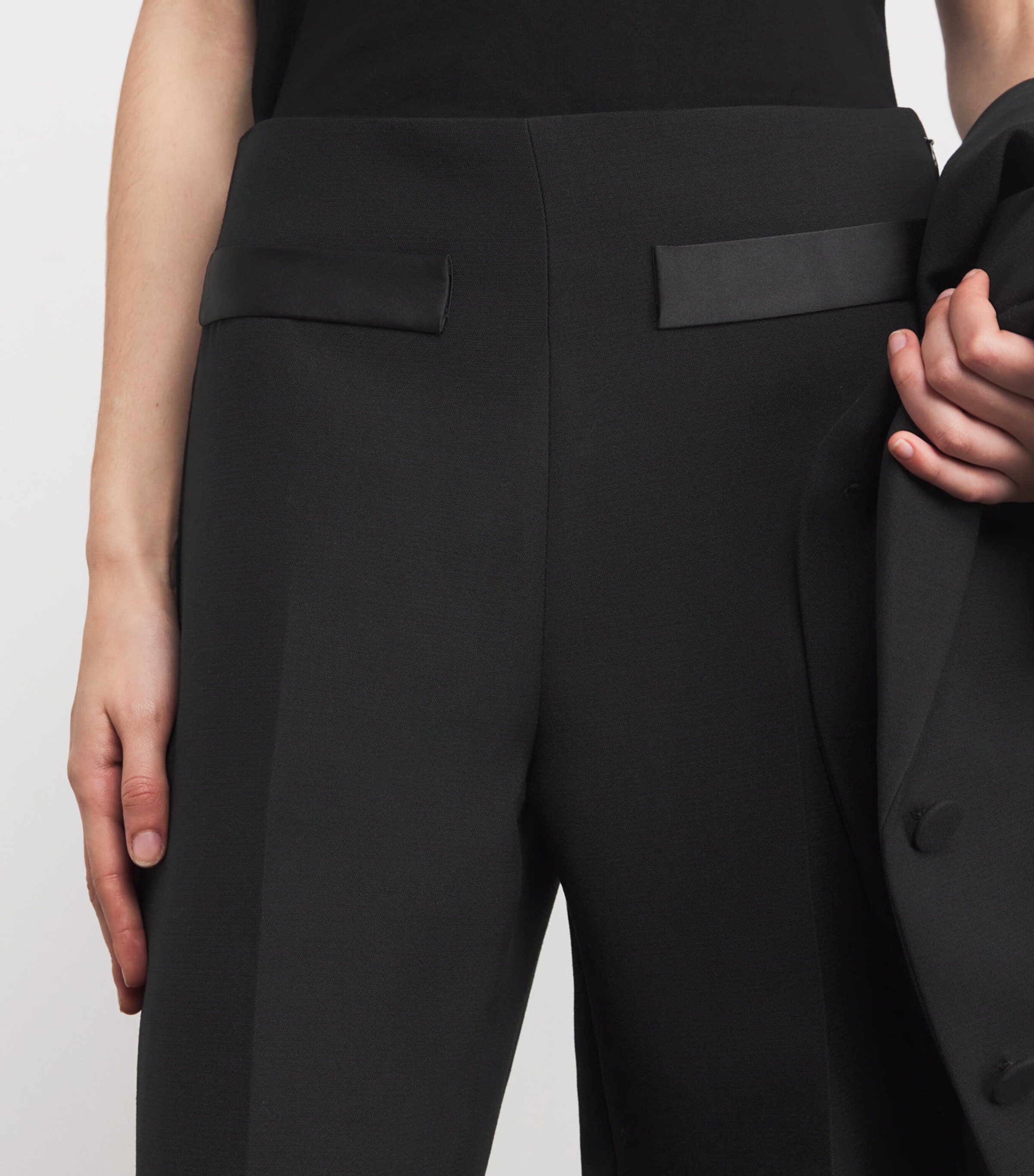 Sandro Paris Womens High-Rise Wide-Leg Trousers Black Image 6