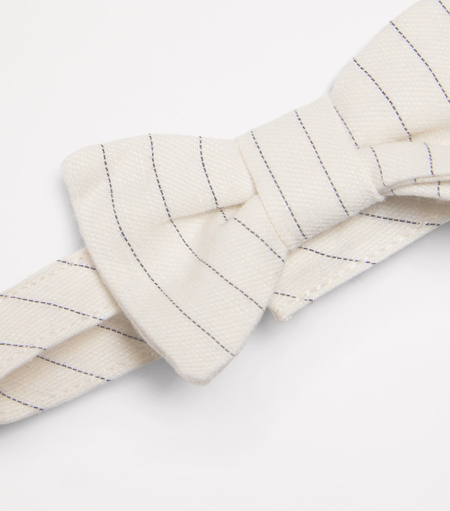 Cotton-Hemp Pinstripe Bow Tie 100 MILK Image 2