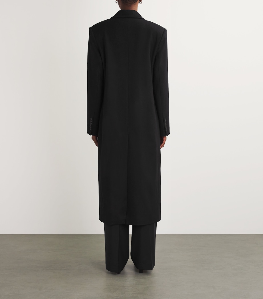 Wool Double-Breasted Coat SOLID BLACK Image 4