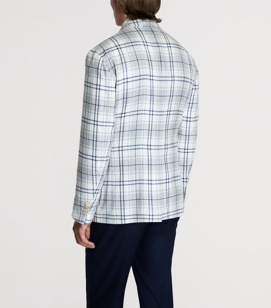 Wool-Blend Check Bourdon Blazer 122BLUE WHITE Image 3