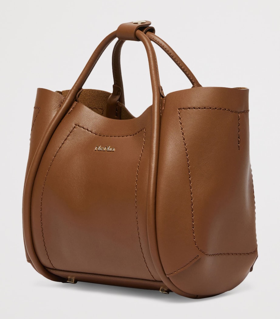 Extra-Small Leather Marine Top-Handle Bag BROWN BRONZE Image 3