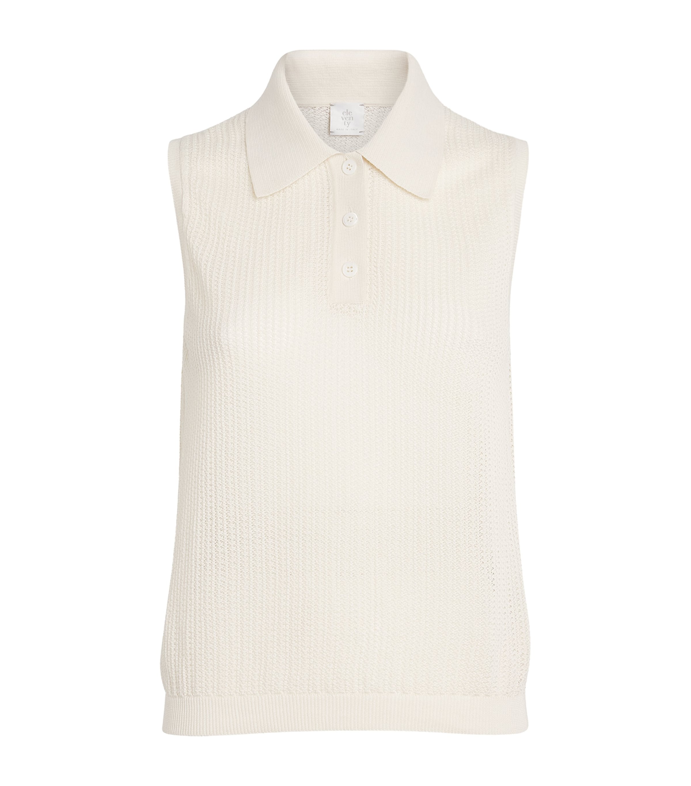 Eleventy Womens Cotton Knitted Polo Shirt Avorio Image 1