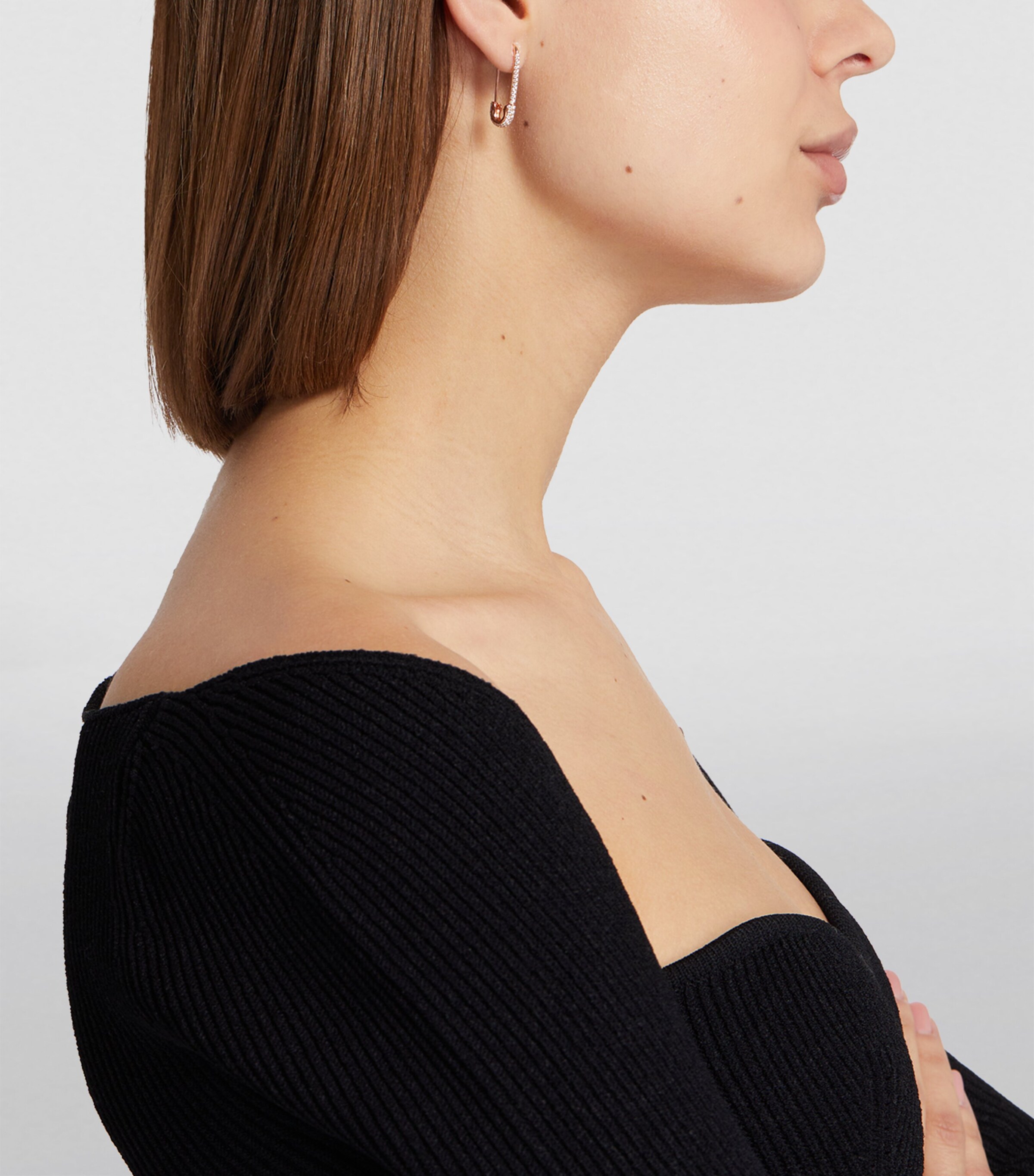 Anita Ko Rose Gold and Diamond Safety Pin Single Right Earring Rose Gold Image 5