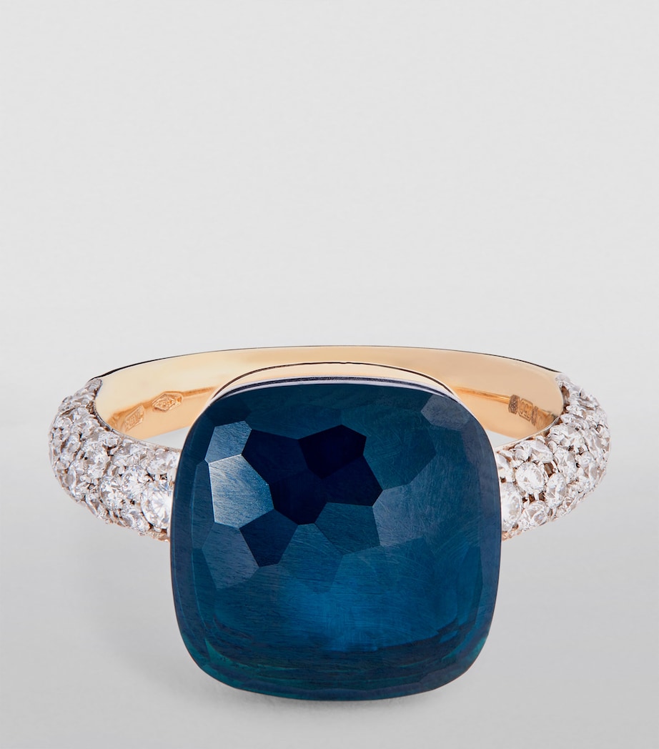 White Gold, Diamond and London Blue Topaz Nudo Ring DB0TL Image 3