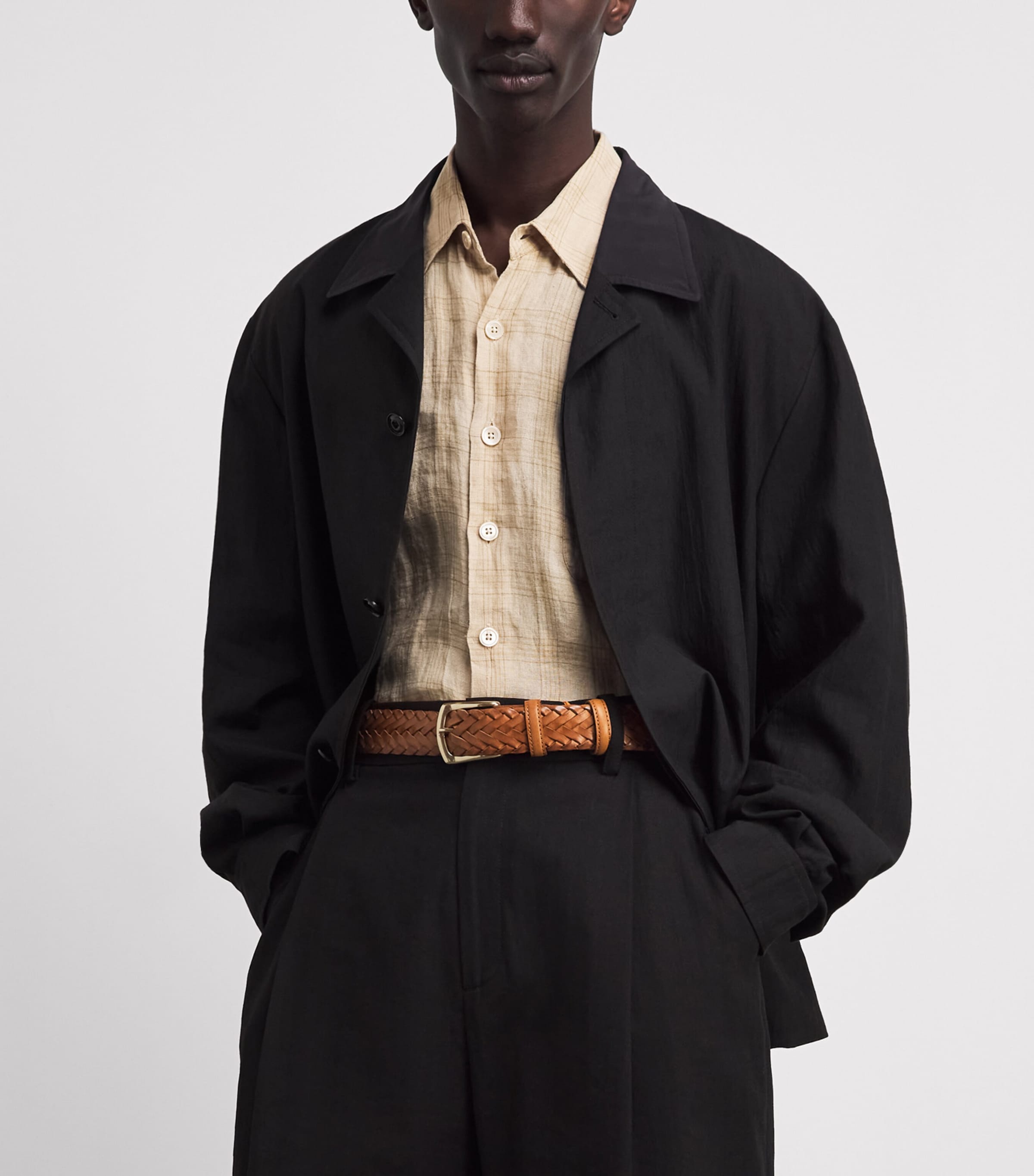 Elliot Rhodes Leather Braided Belt Tan Image 2
