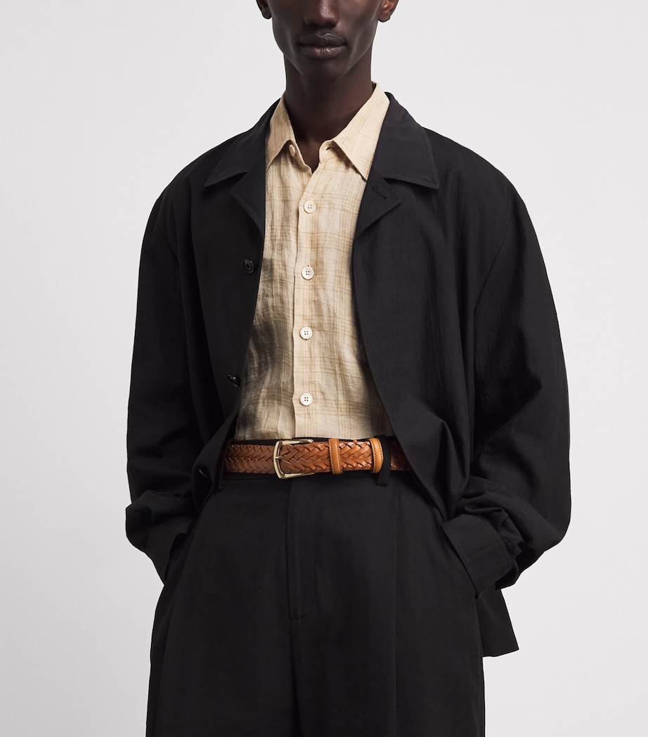 Elliot Rhodes Leather Braided Belt Tan Image 2