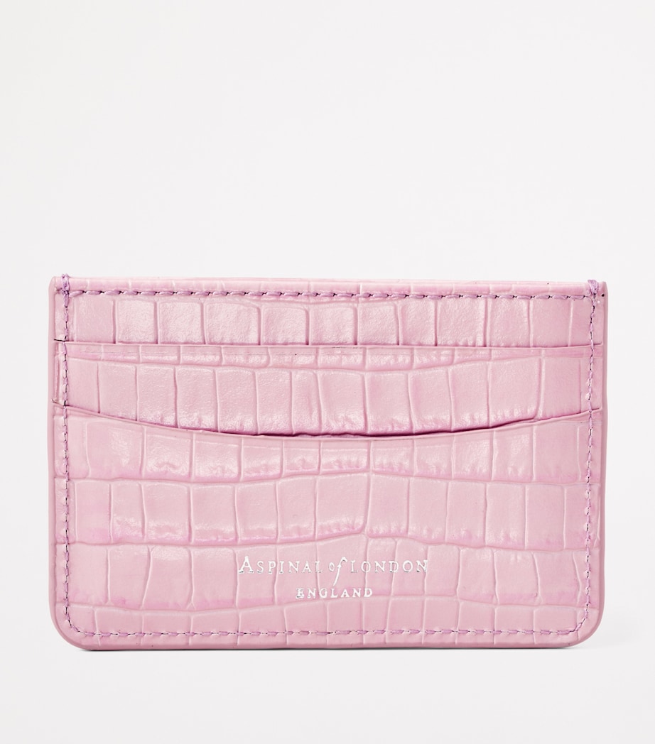 Croc-Embossed Slim Card Holder LILAC Image 2