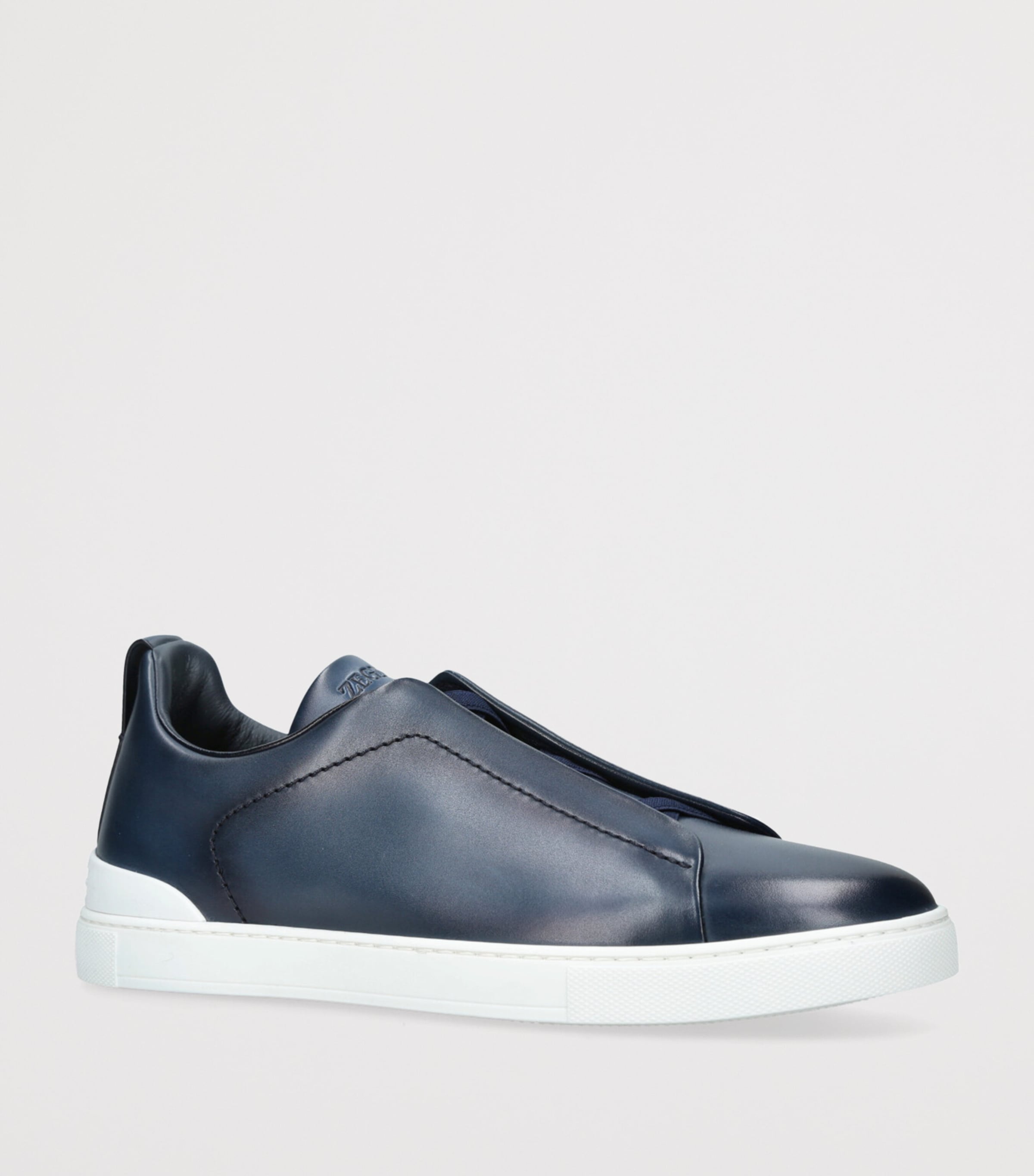 Leather Triple Stitch Sneakers NAVY Image 3