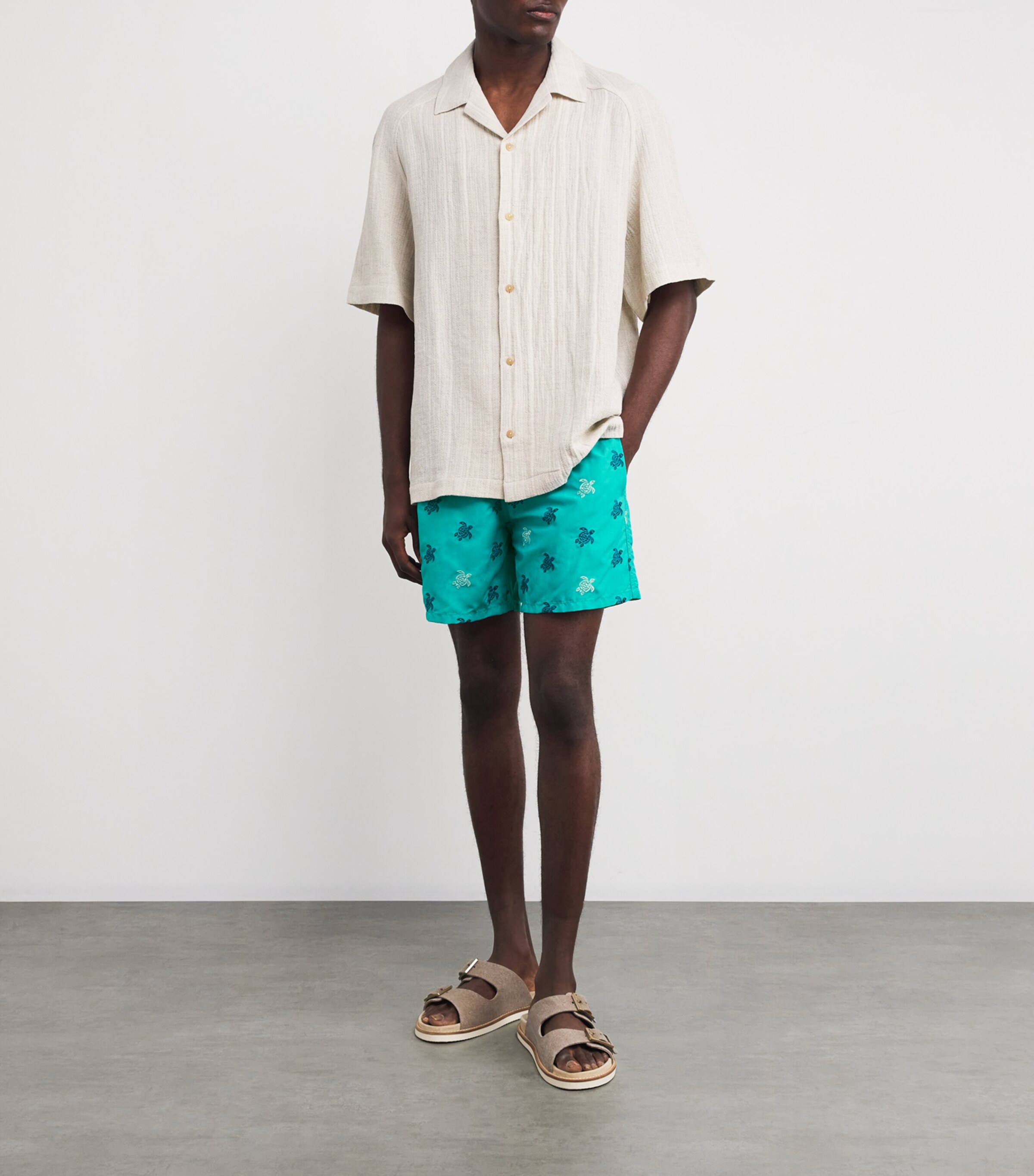 Embroidered-Turtle Mistral Swim Shorts 431DISCO GREEN Image 2