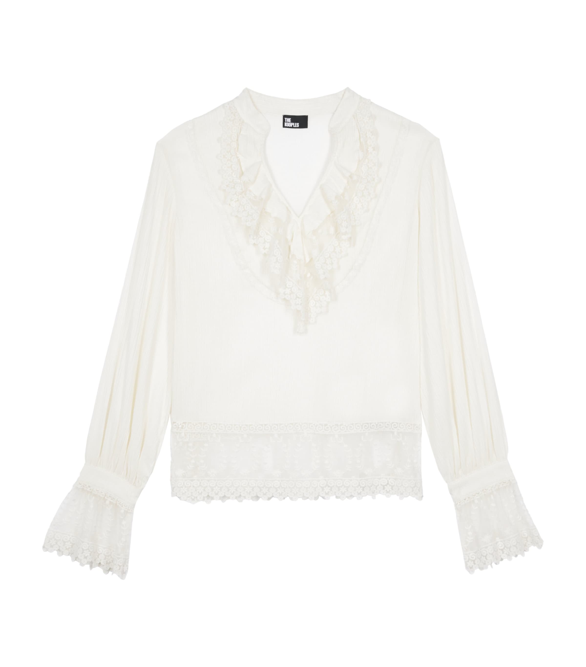 THE KOOPLES COTTON LACE-TRIM BLOUSE