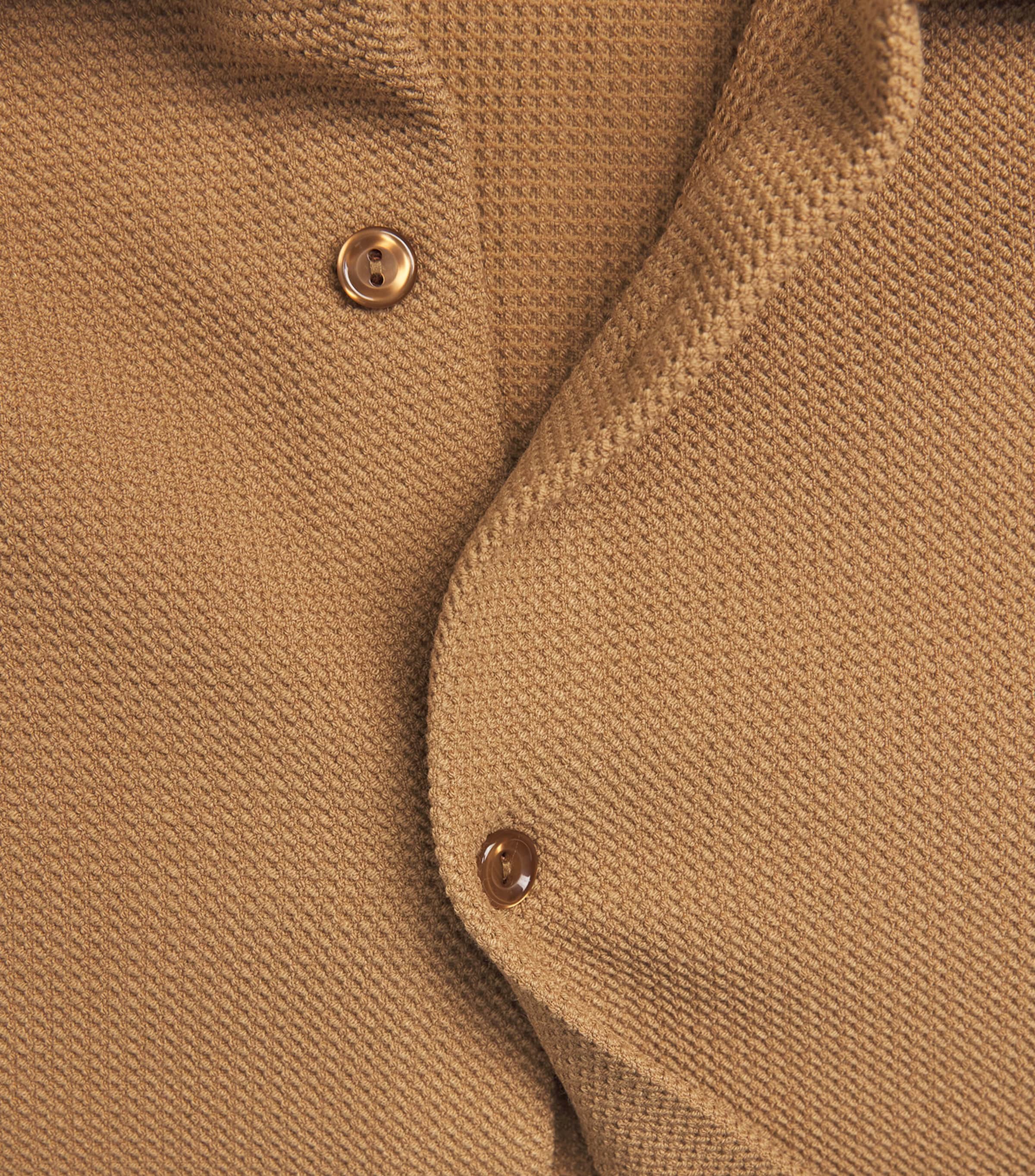 Sandro Paris Mens Knitted Short-Sleeve Shirt Camel Image 6