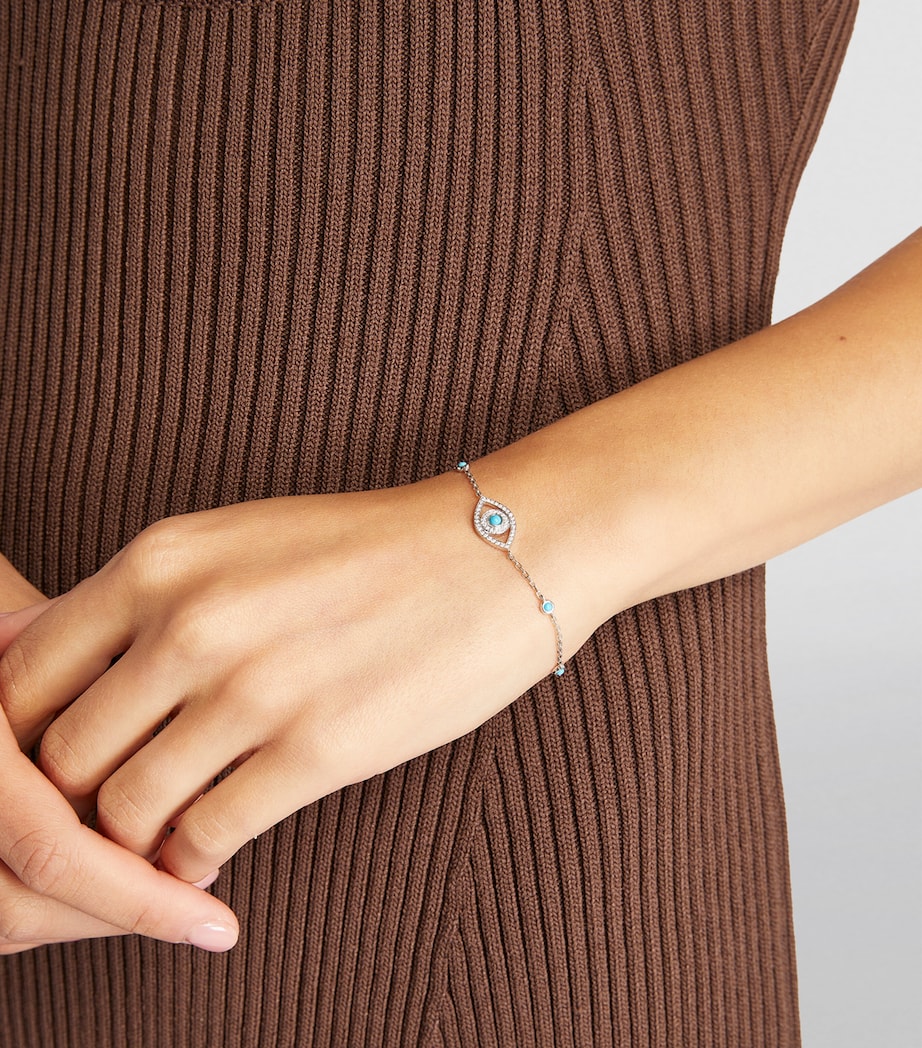 White Gold, Diamond and Turquoise Protected Bracelet WHITE GOLD Image 5