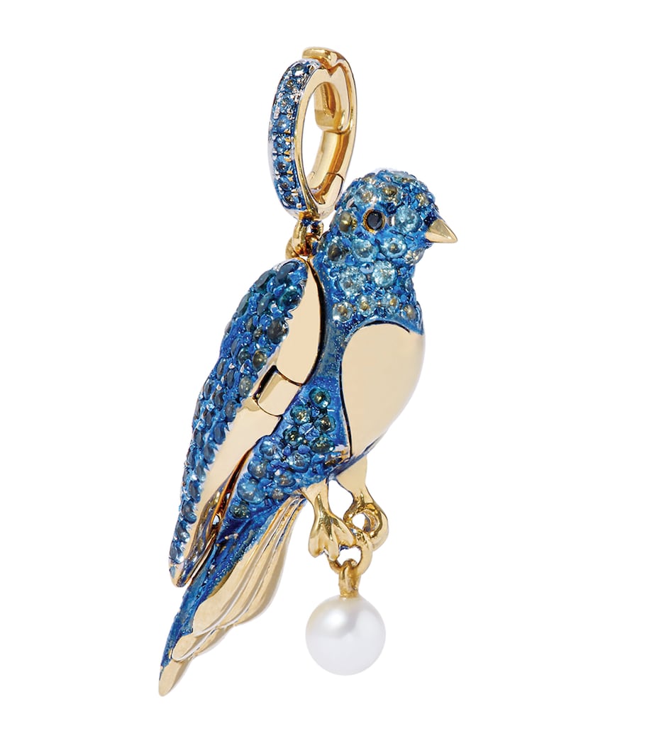 Yellow Gold, Diamond, Topaz and Sapphire Bluebird Locket Charm YELLOW GOLD Image 1