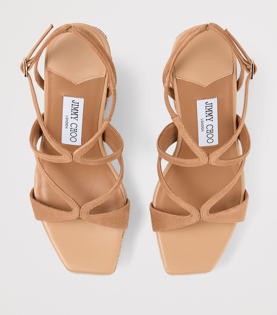 Jimmy Choo Ayla 110 Suede Wedge Sandals Toffee/natural Mix Image 4