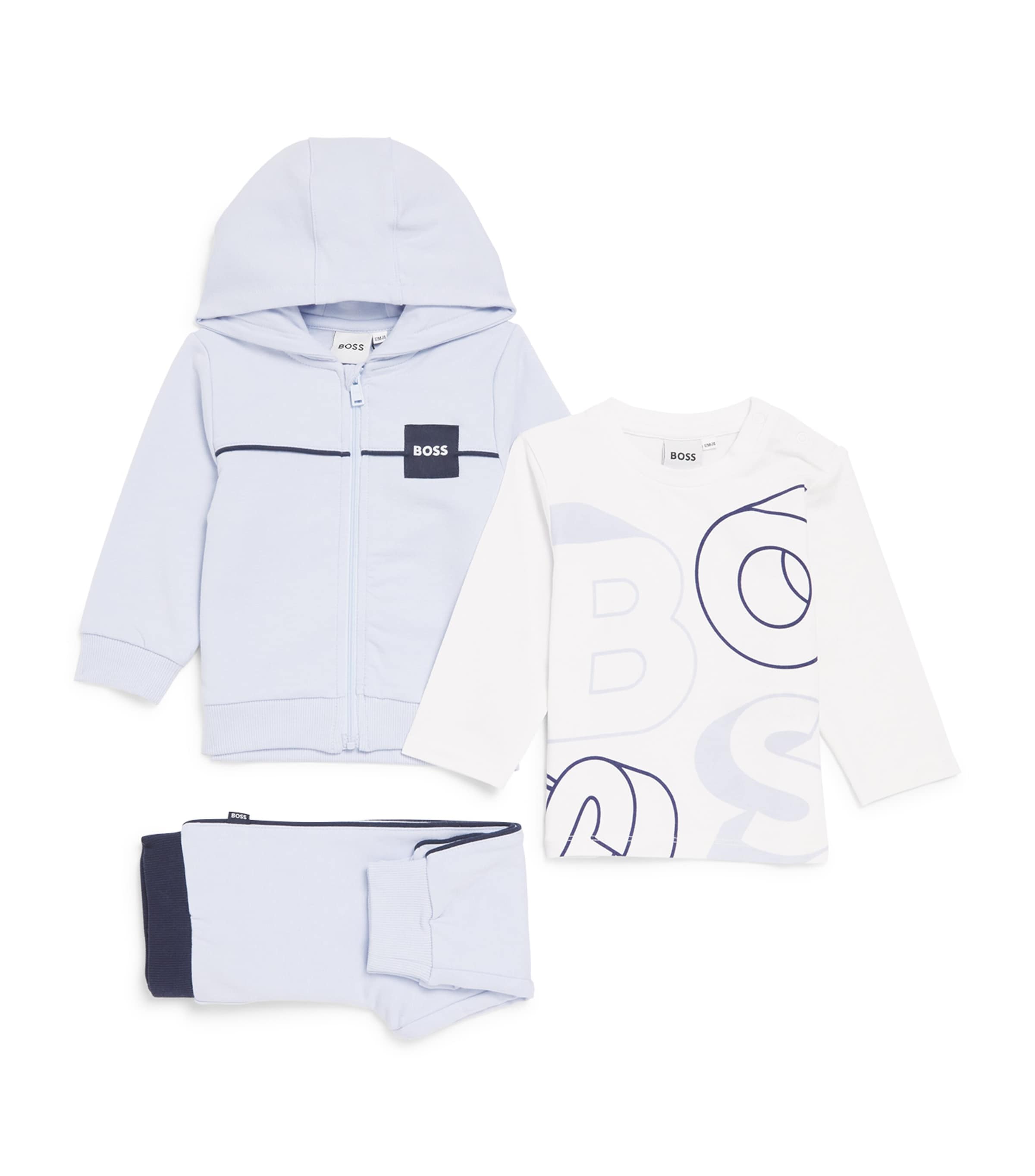 Bosswear Logo T-shirt, Hoodie And Sweatpants Set In Blue