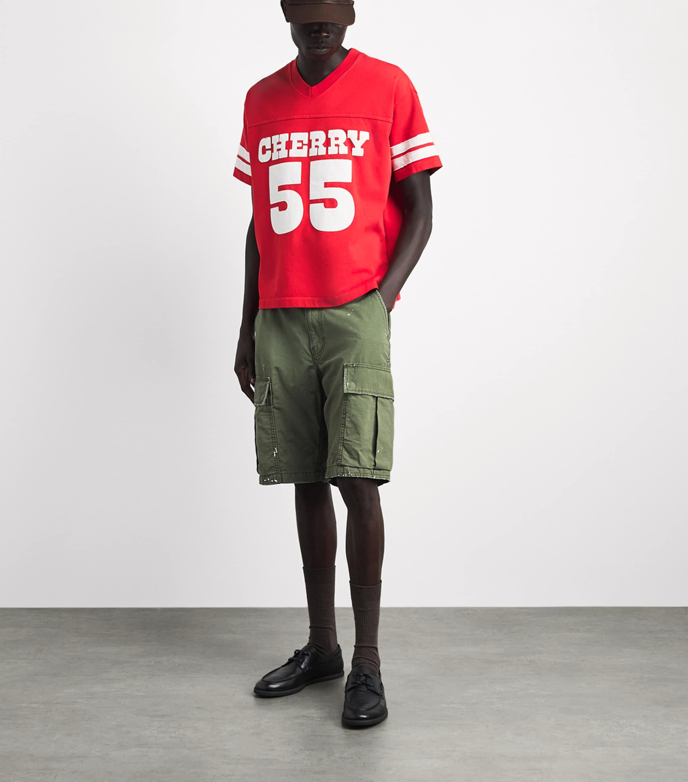 Cherry Los Angeles Mens Appliqué Football Jersey T-Shirt Tomato Image 2