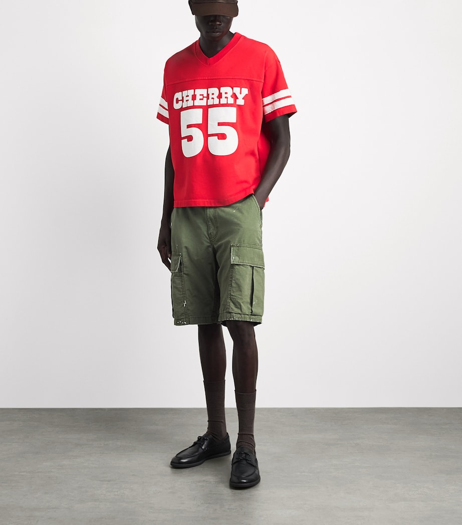 Cherry Los Angeles Mens Appliqué Football Jersey T-Shirt Tomato Image 2