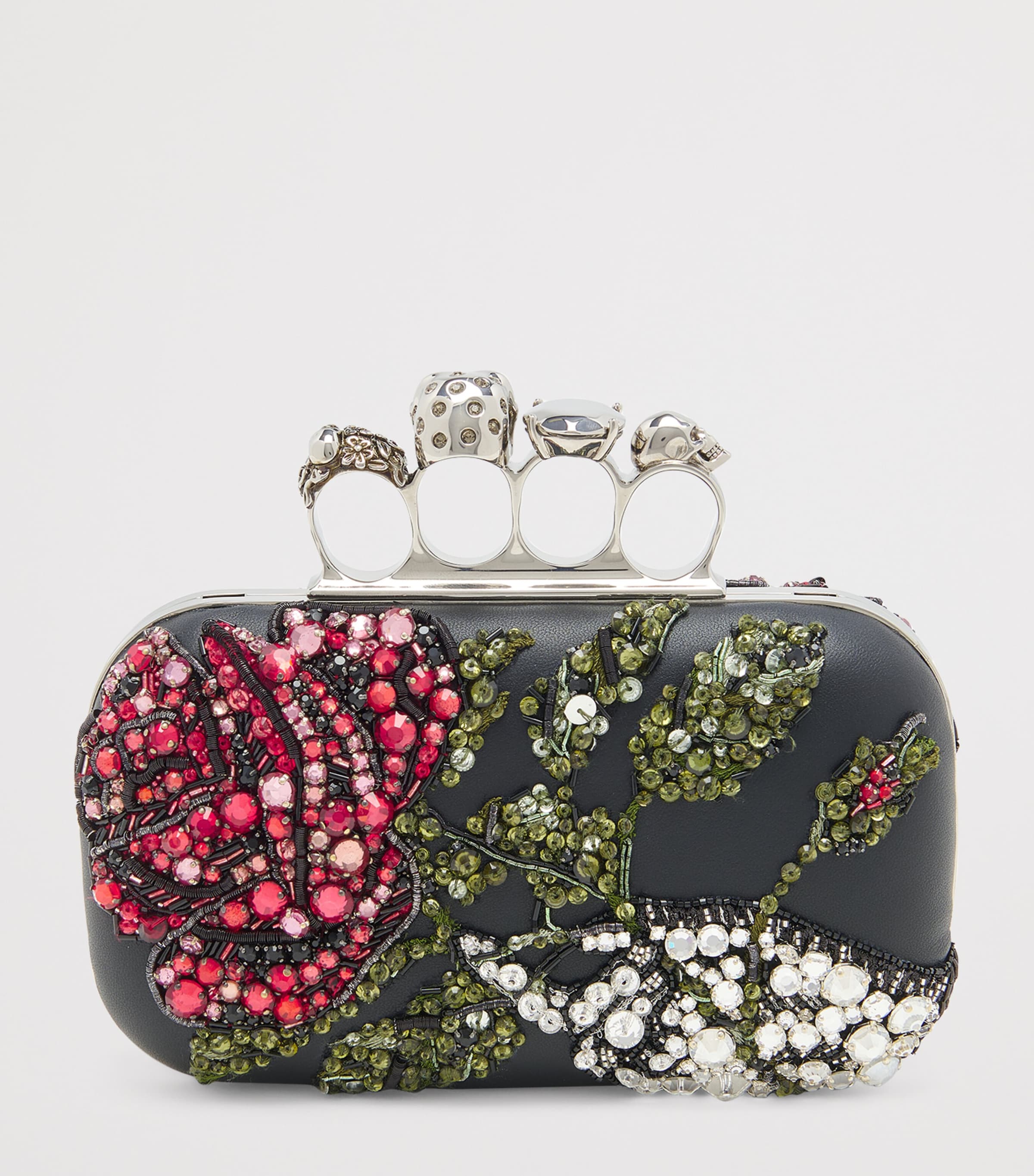 Leather Embellished Skull Knuckle Clutch Bag 8495 Image 2