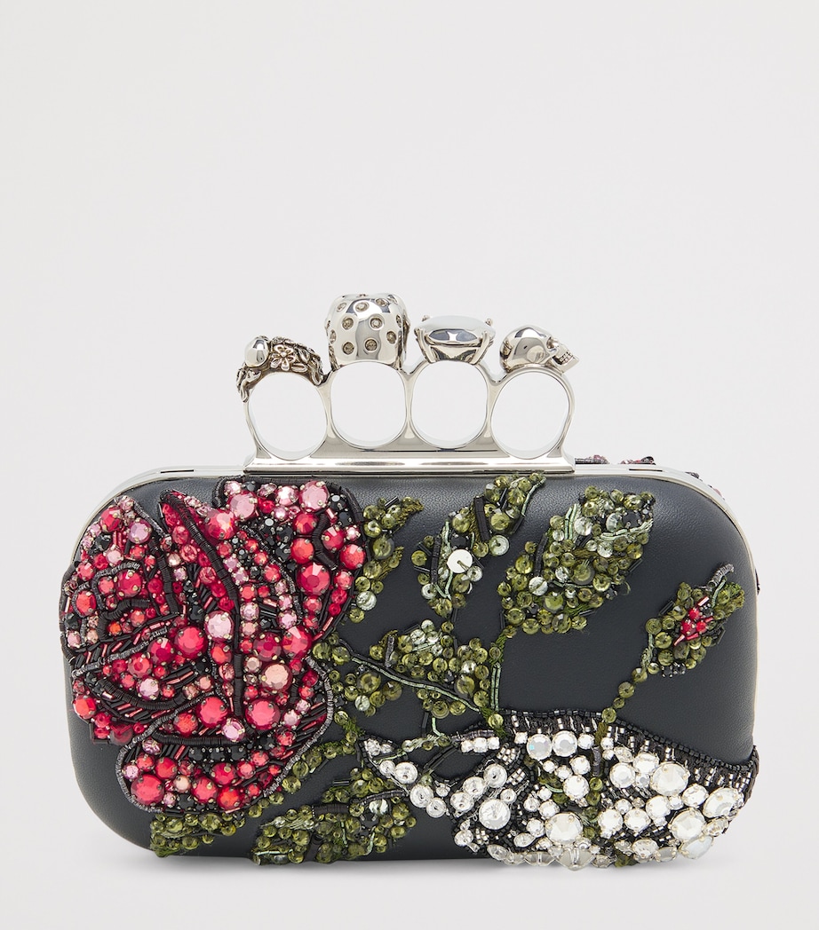 Leather Embellished Skull Knuckle Clutch Bag 8495 Image 2