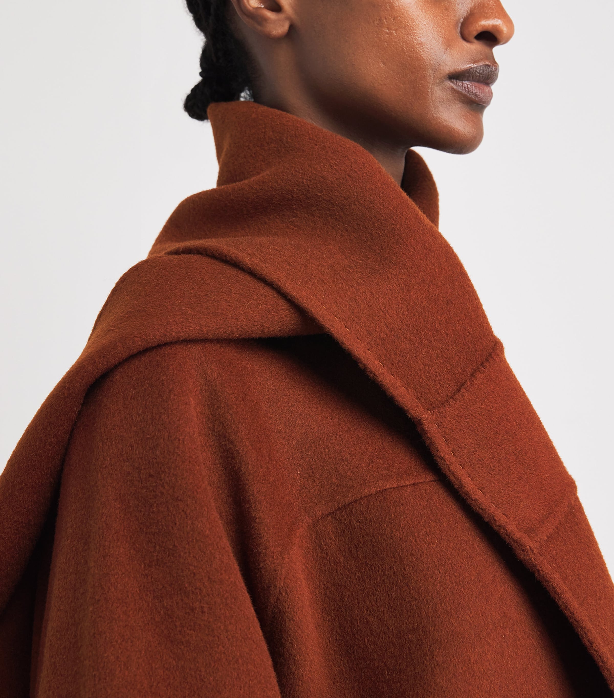 Cashmere Cunardier High Neck Coat CINNAMON Image 6