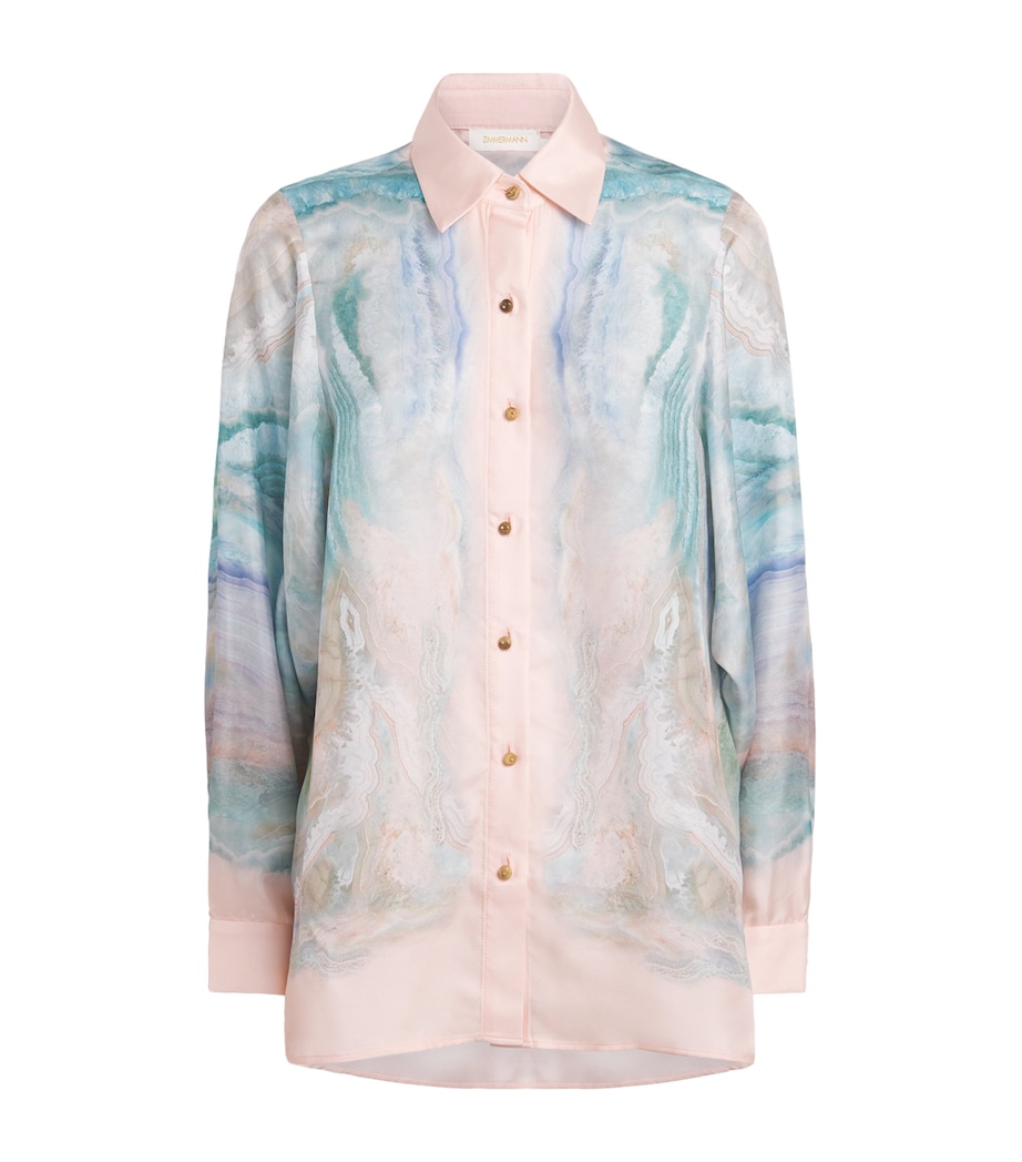 Zimmermann Womens Silk Illuminated Shirt Blue Agate Image 1