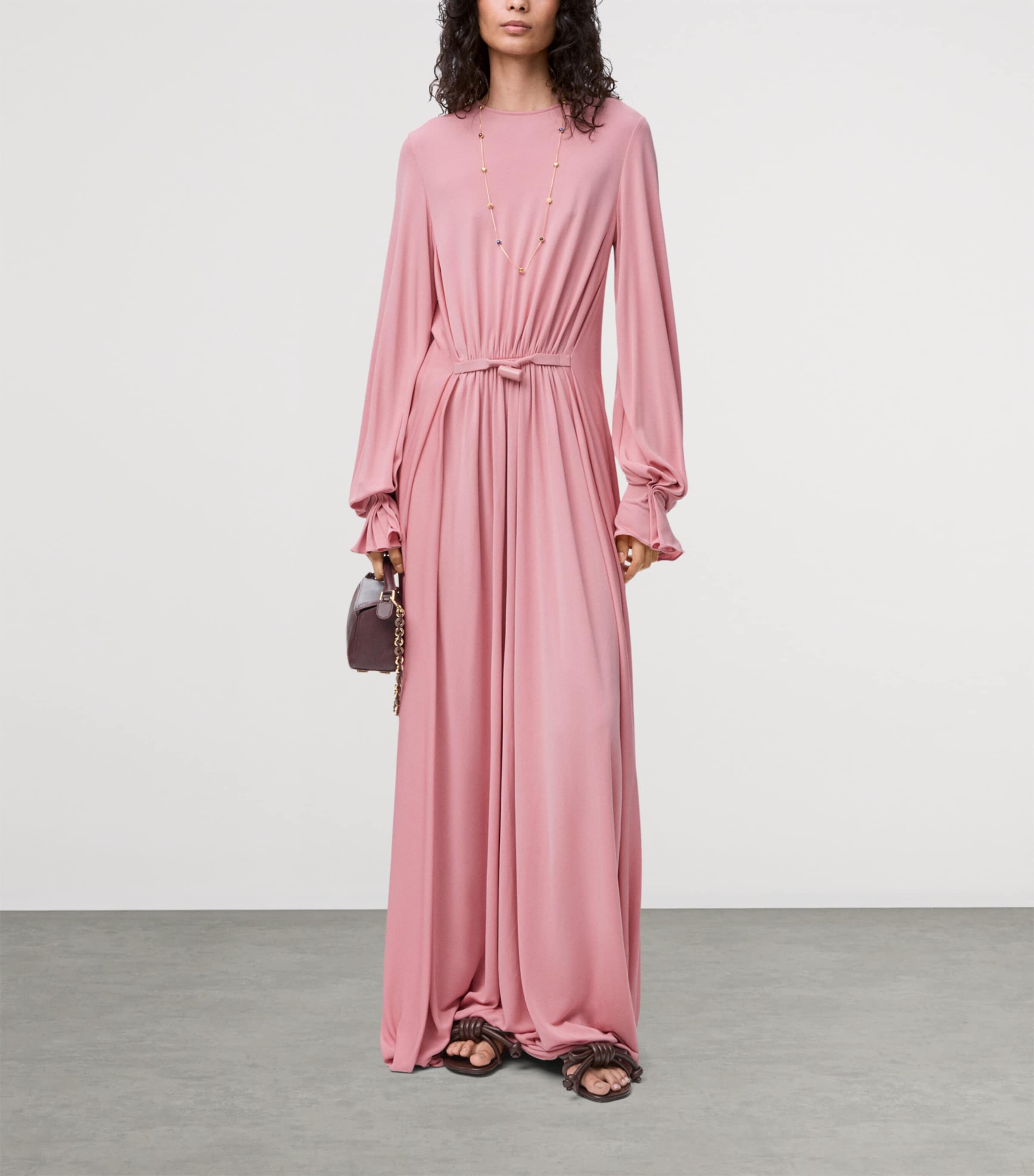 Jersey Draped Maxi Dress PINK Image 2