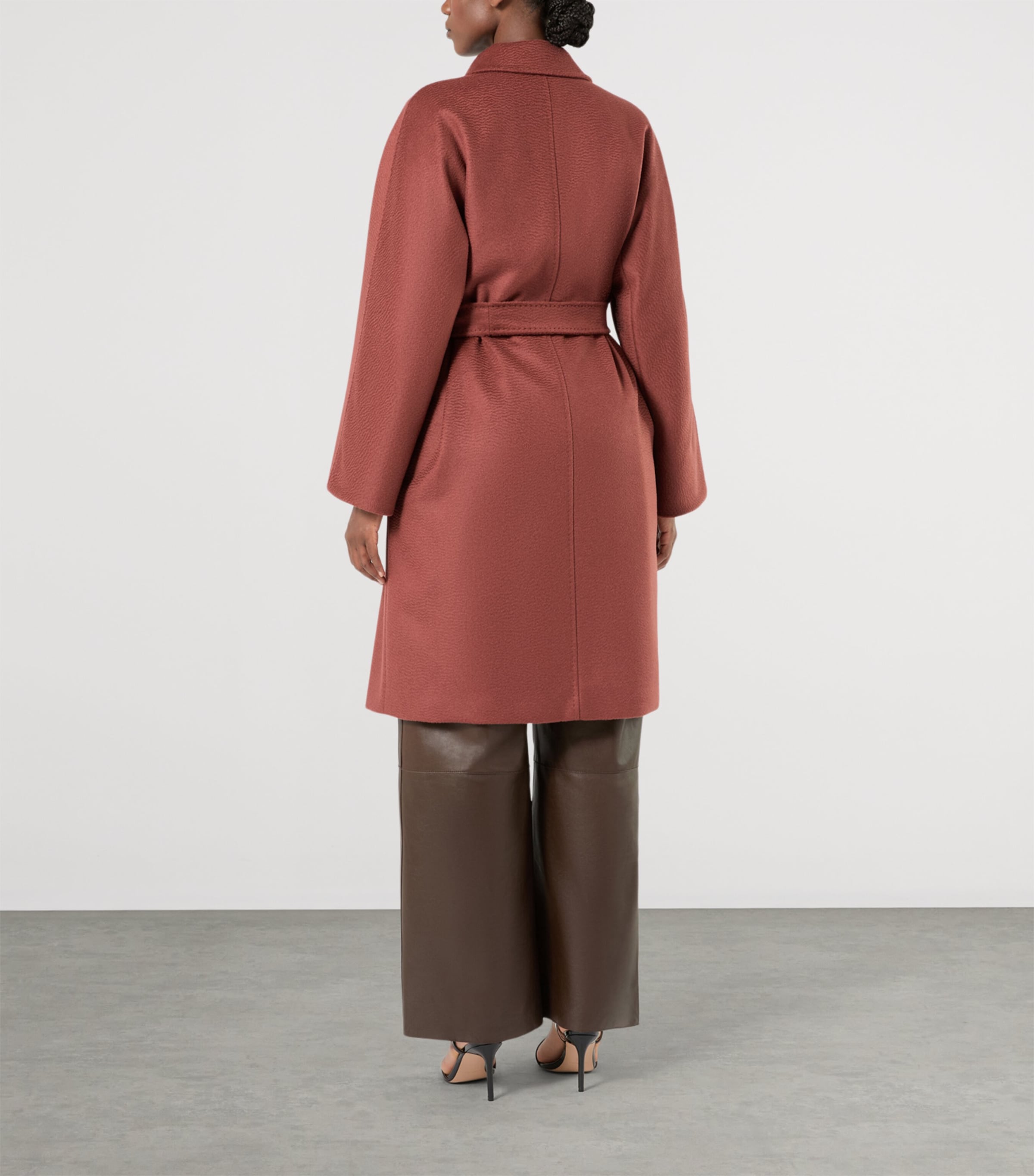 Marina Rinaldi Womens Camel Wool Wrap Coat Brick Red Image 4