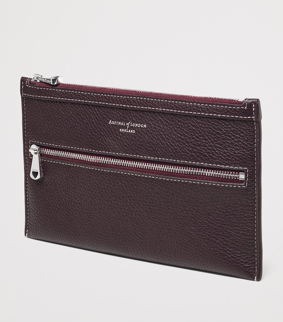 Aspinal Of London Grained Leather Hudson Travel Pouch Wine Image 2