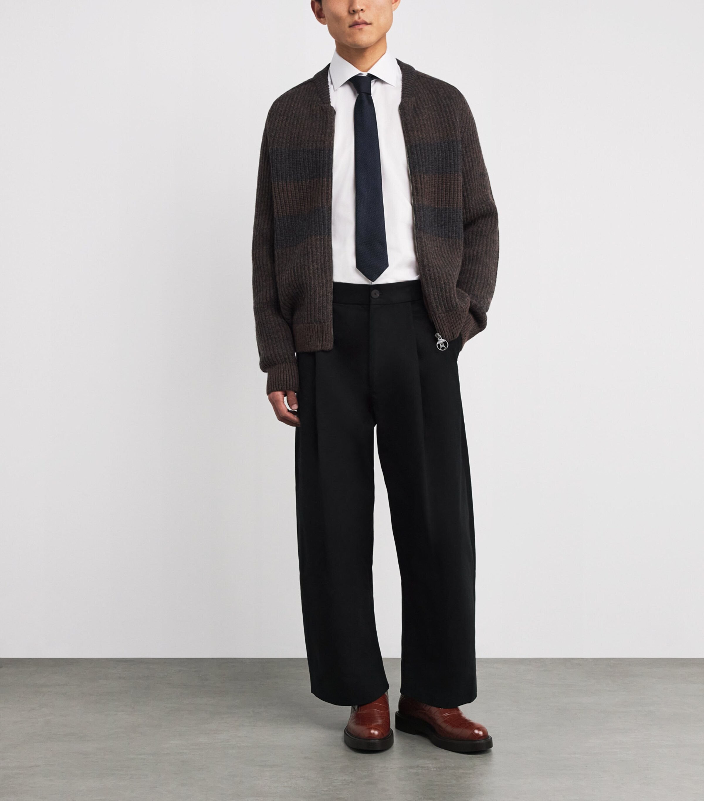 Croc-Embossed Leather Monk Shoes U6289 Image 6