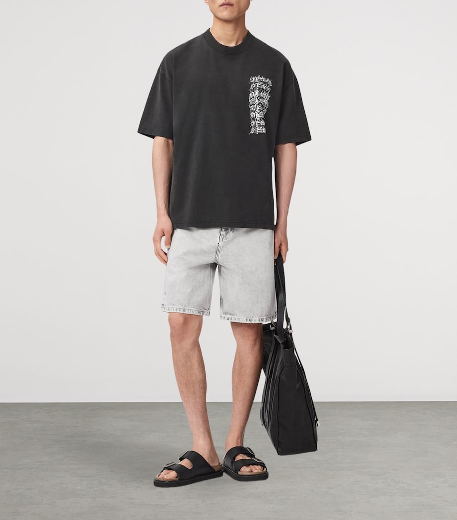 AllSaints Mens Organic Cotton Repeat T-Shirt Washed Black Image 5