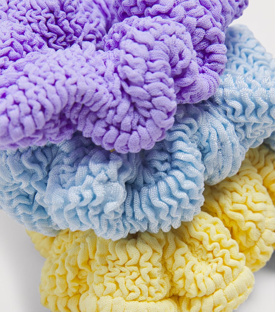 Hunza G Kids Crinkle Scrunchies (Set of 3) Mtlic Blu/bttr/lilac Image 2
