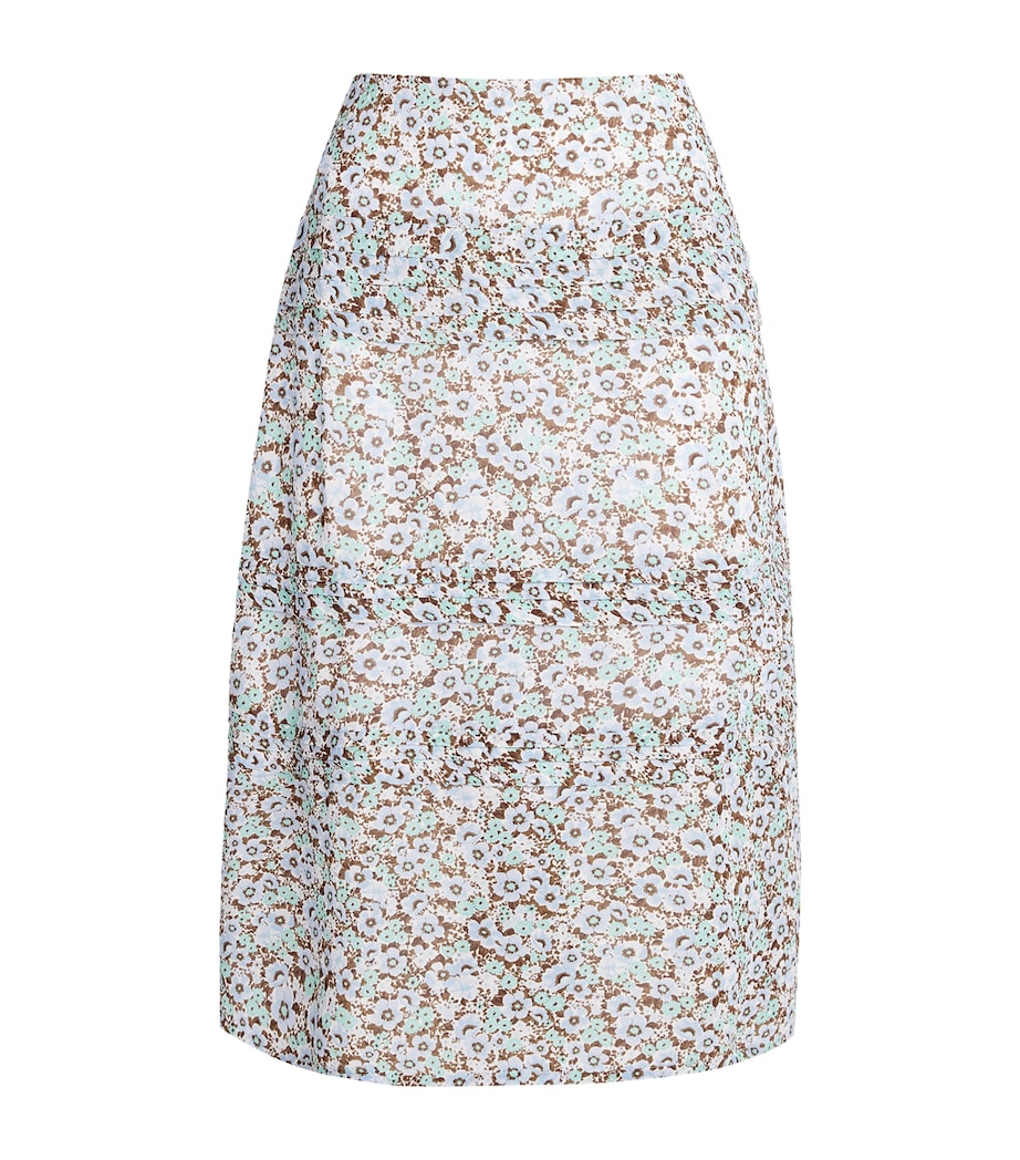 Tory Burch Womens Printed Midi Skirt Blue Floral Image 1