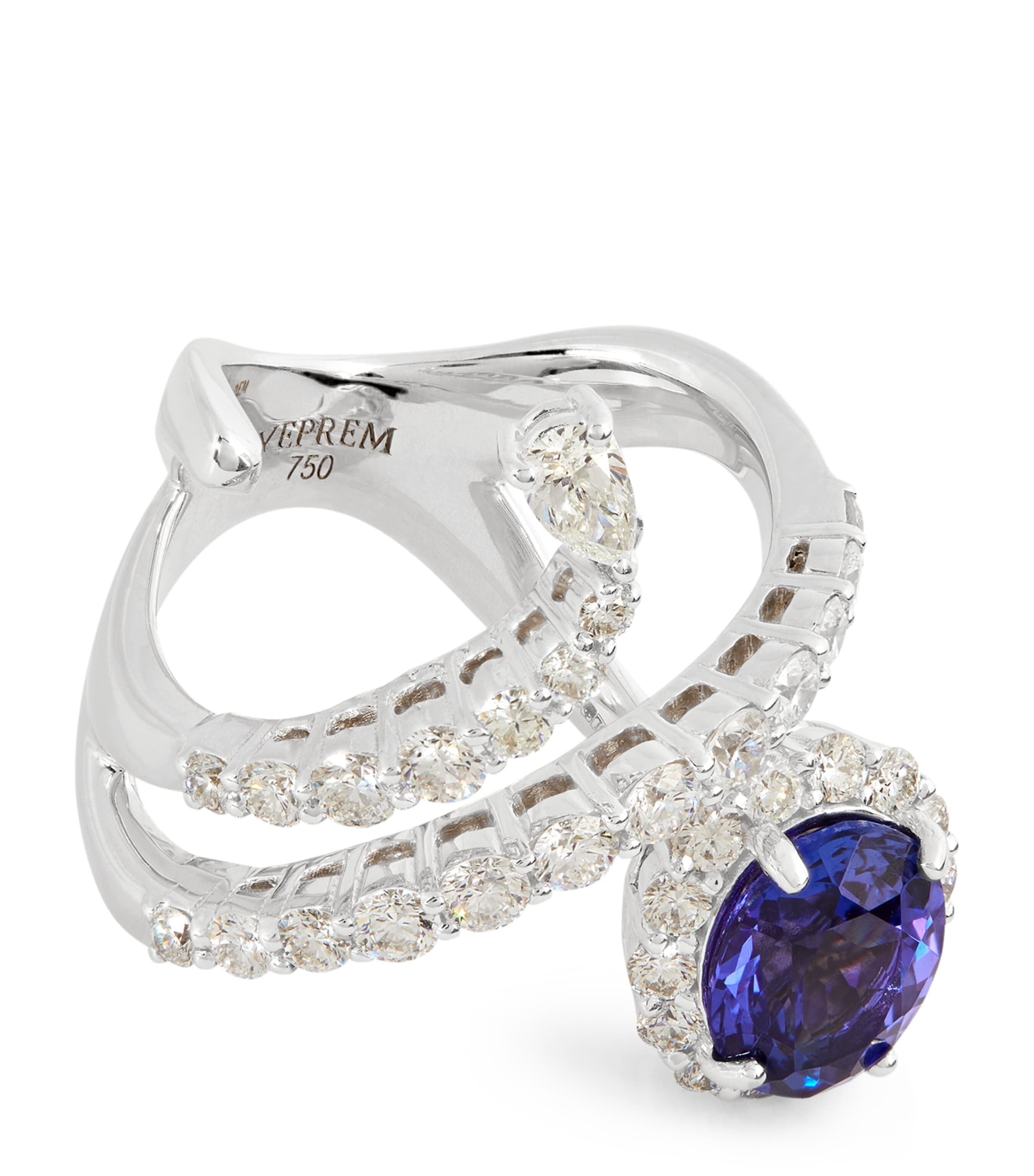 Yeprem White Gold, Diamond And Tanzanite Reign Supreme Ring In Green
