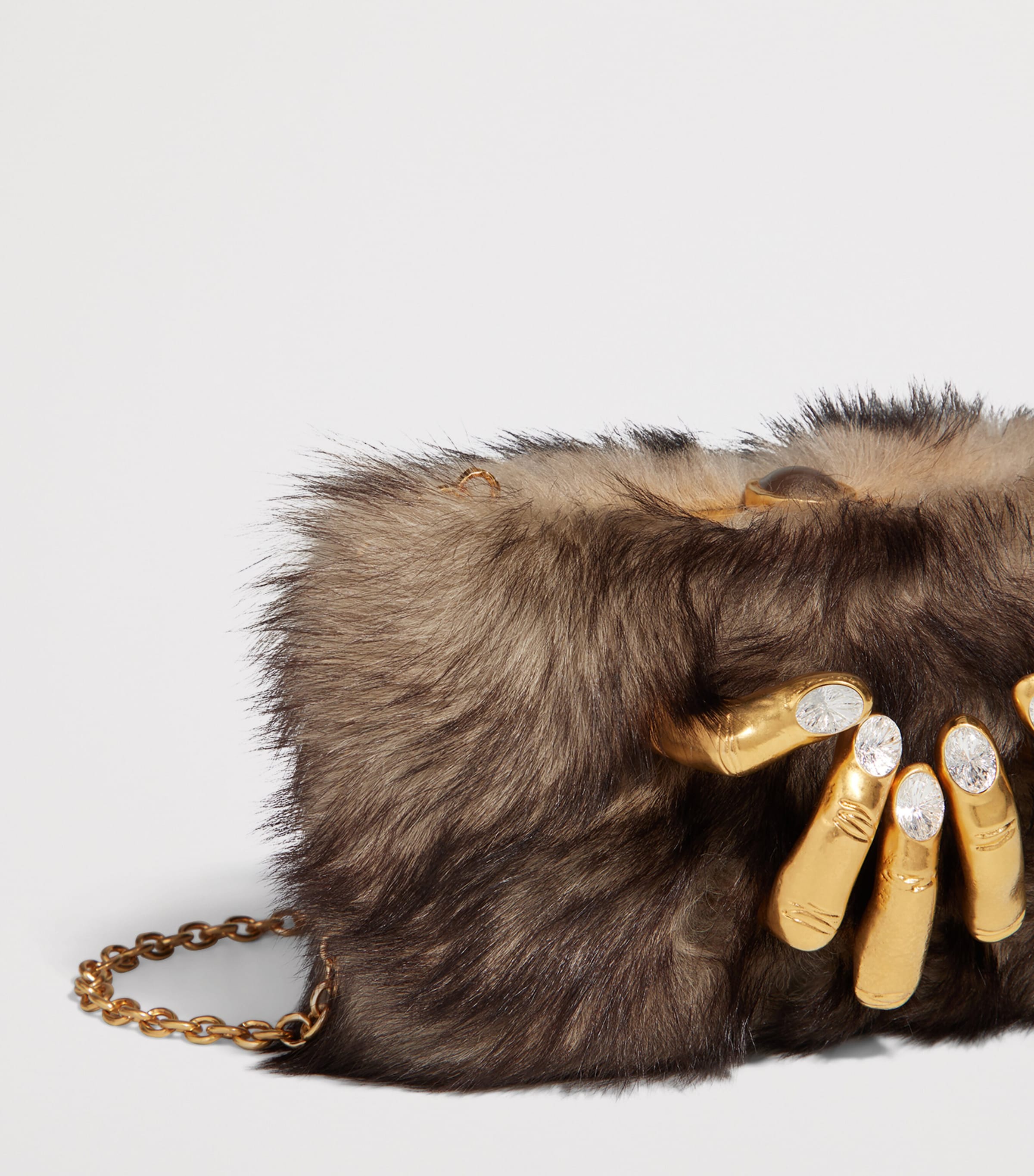 Schiaparelli Lambskin Velvet Hand In Hand Clutch Bag Beige Image 6