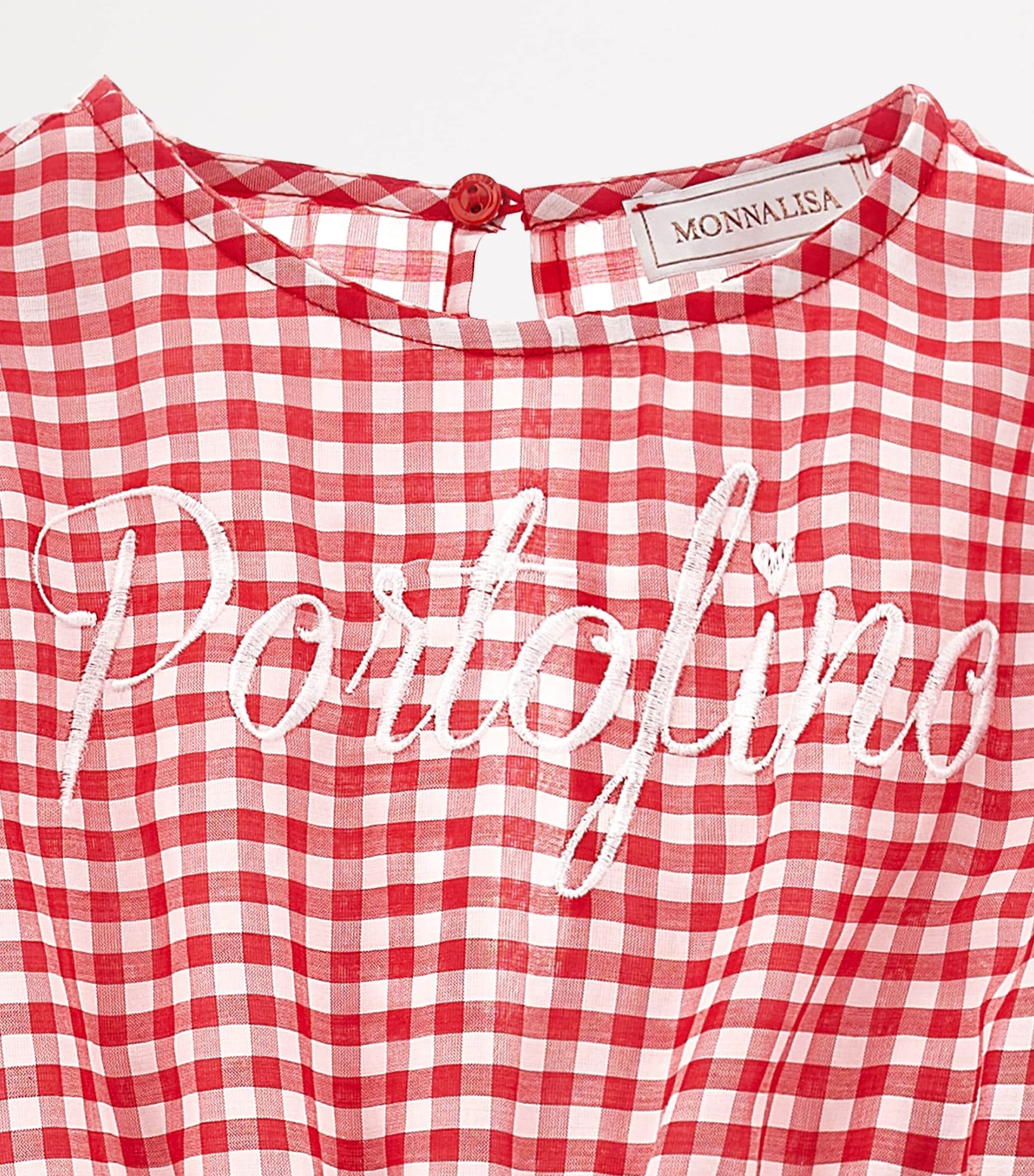 Cotton Gingham Portofino Playsuit (2-12 Years) ROSSO + BIANCO Image 3
