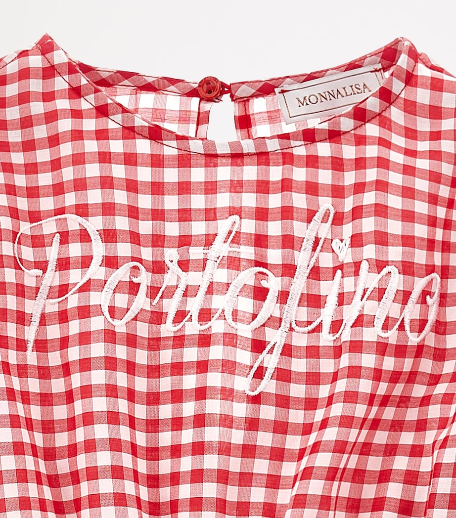 Cotton Gingham Portofino Playsuit (2-12 Years) ROSSO + BIANCO Image 3