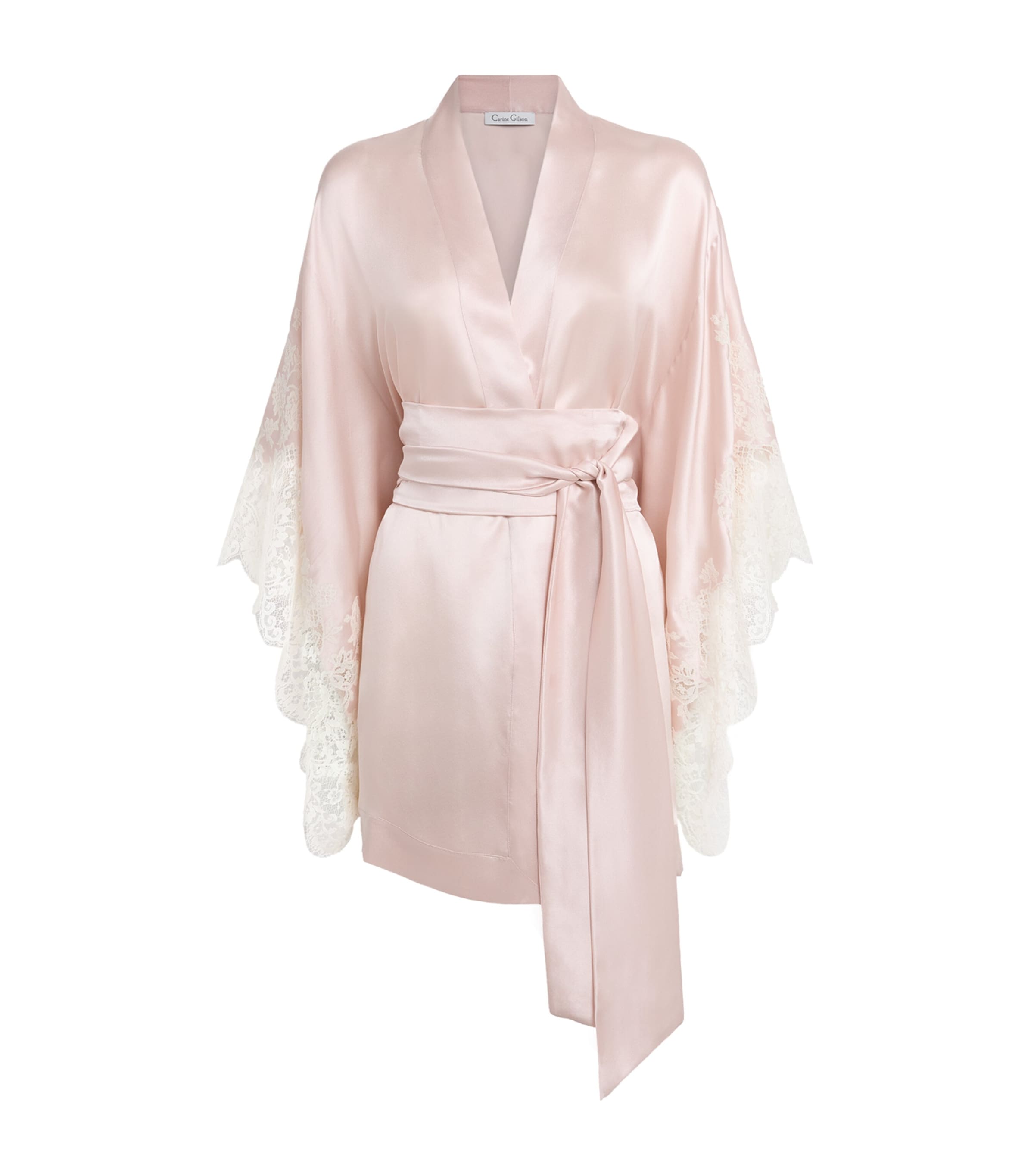 Carine Gilson Womens Silk Lace-Trim Julia Kimono Silverpink/naturel Image 1