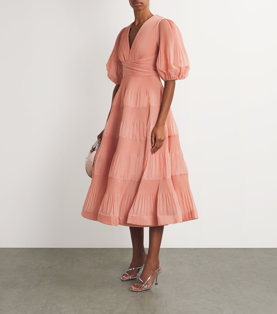 Zimmermann Pink Pleated Midi Dress | Harrods US Zimmermann Pink Pleated Midi Dress | Harrods US