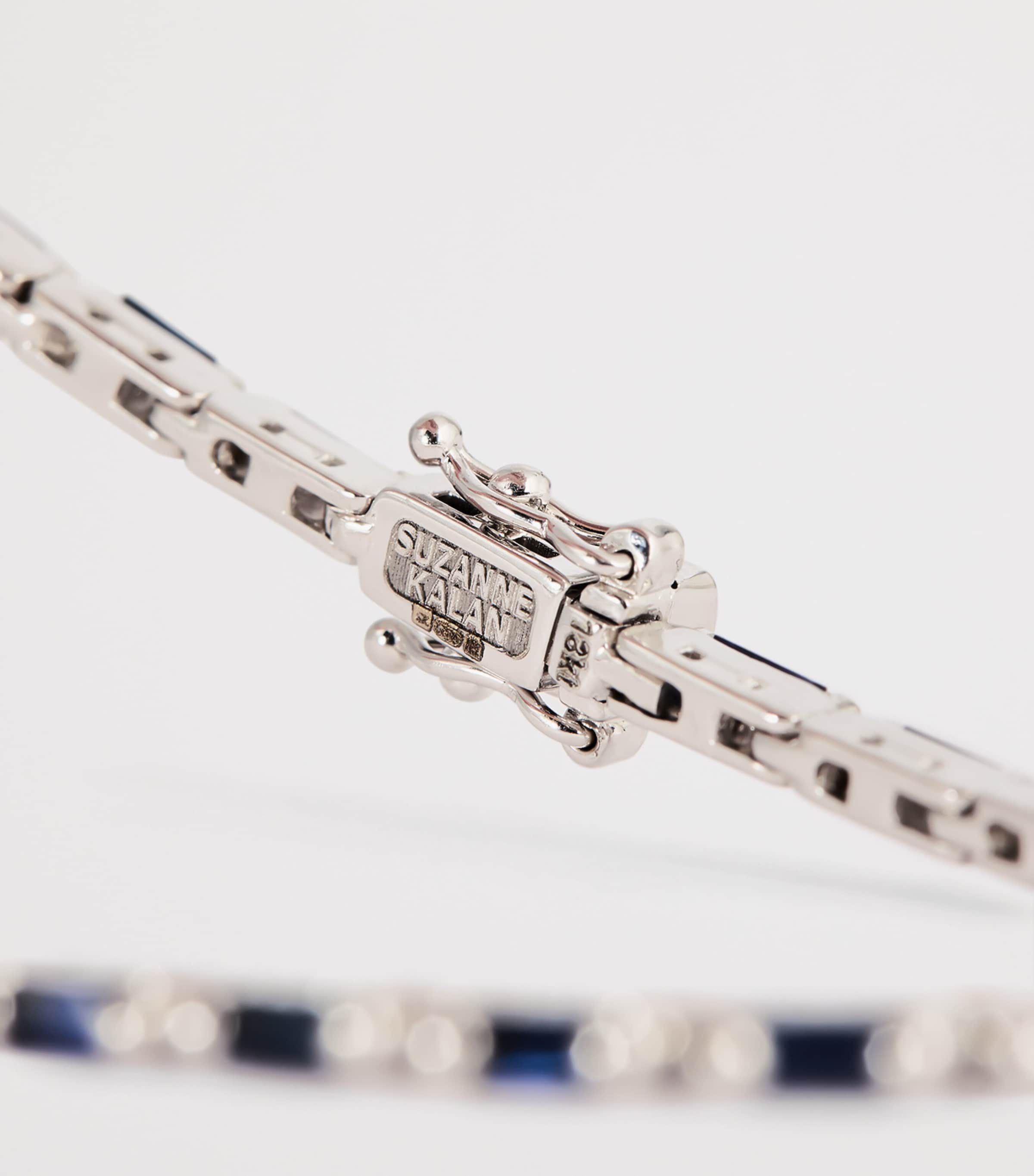 White Gold and Sapphire Bold Linear Tennis Bracelet 18K YG/DB Image 5