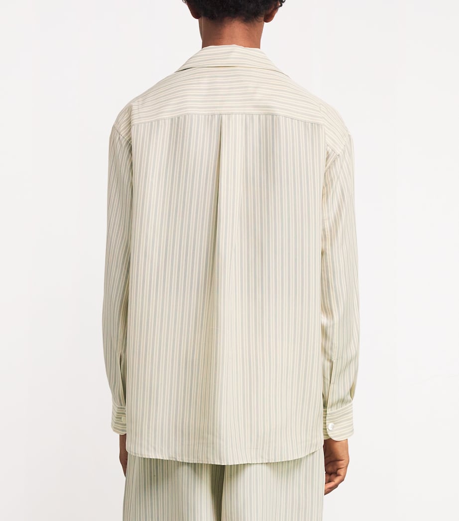 Róhe Mens Cotton Stripe Shirt Cream Hrtg Strip Image 4