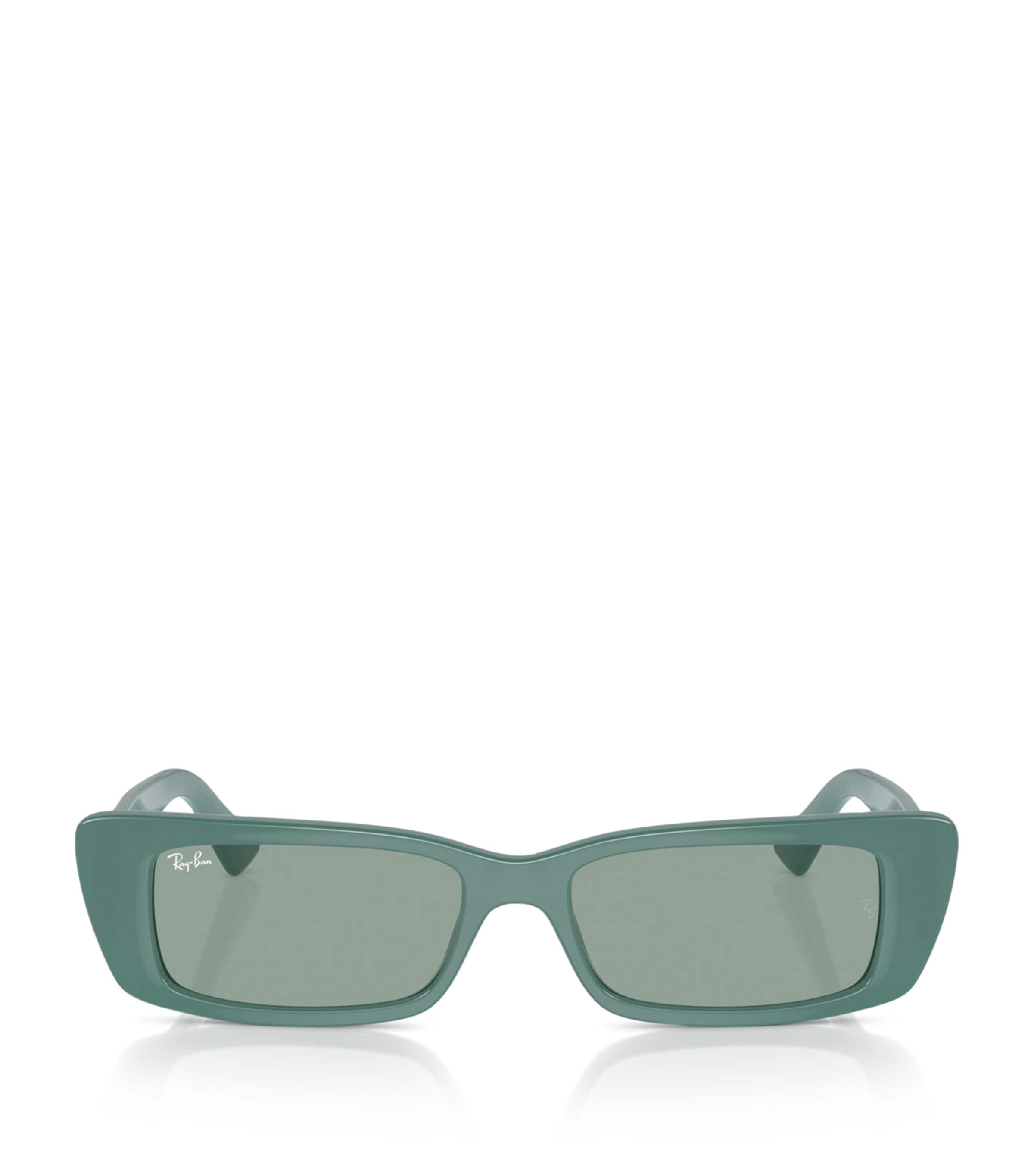 Ray Ban Womens Green Rb4425 Rectangle-frame Injected Sunglasses In Green