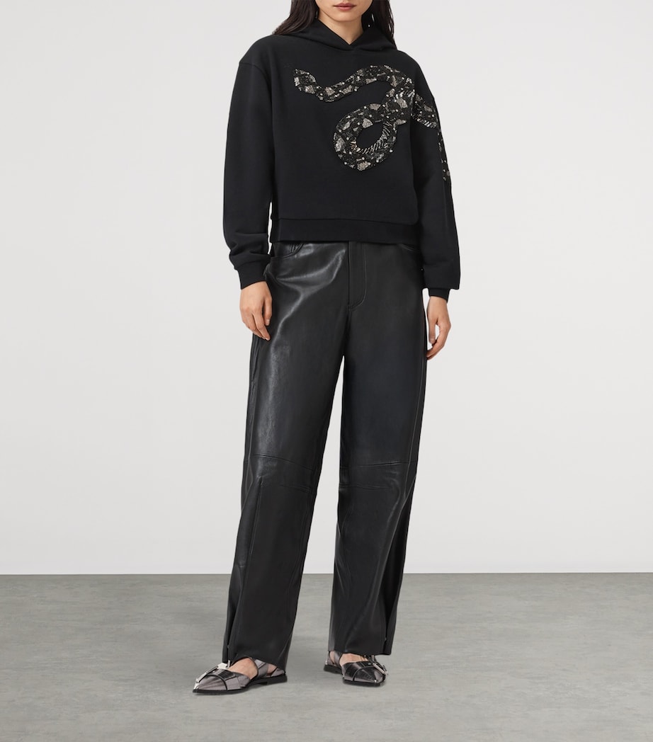 Cotton Embellished Pippa Hoodie BLACK Image 2