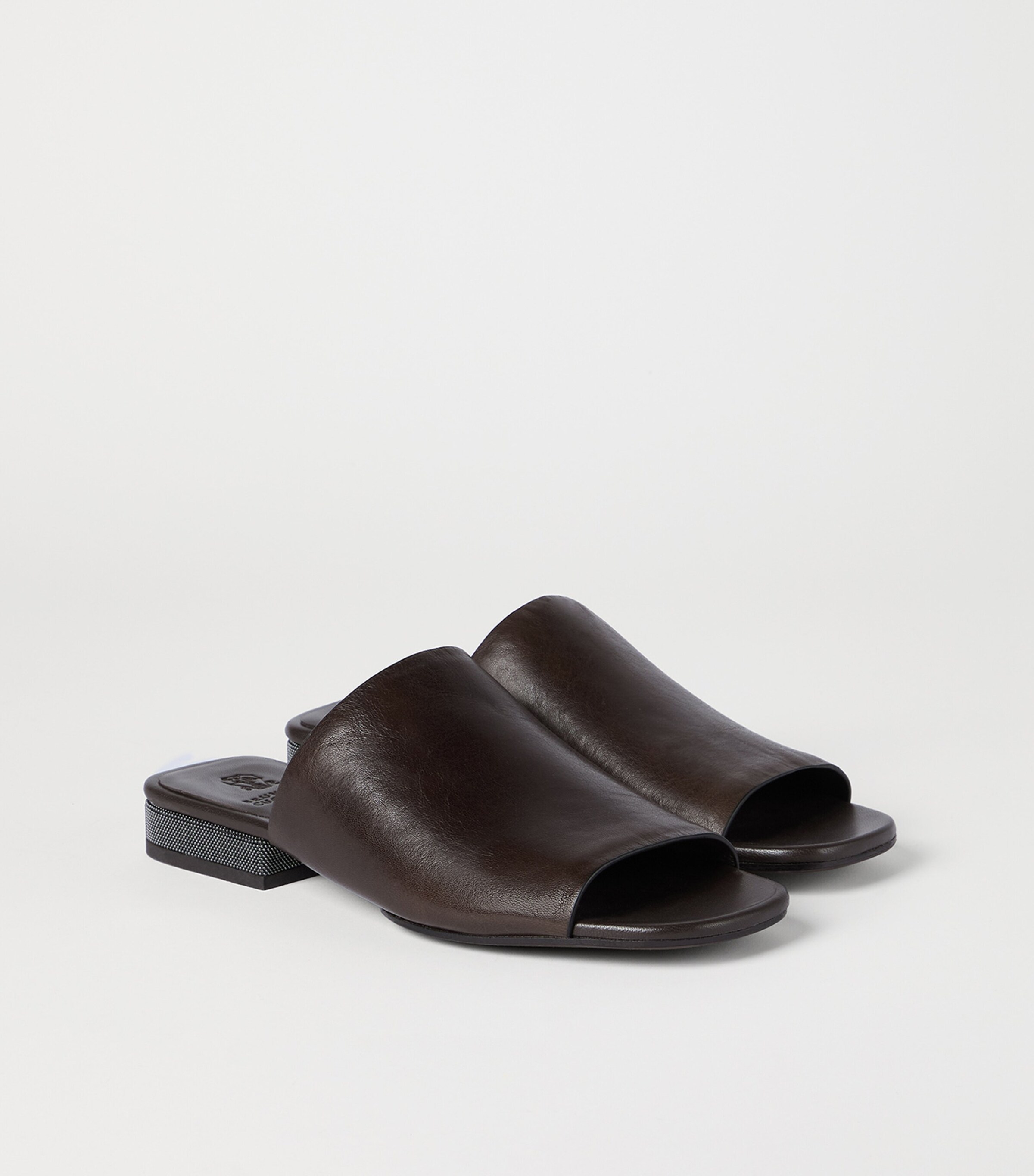 Brunello Cucinelli Leather Monili-Trim Slippers Image 3