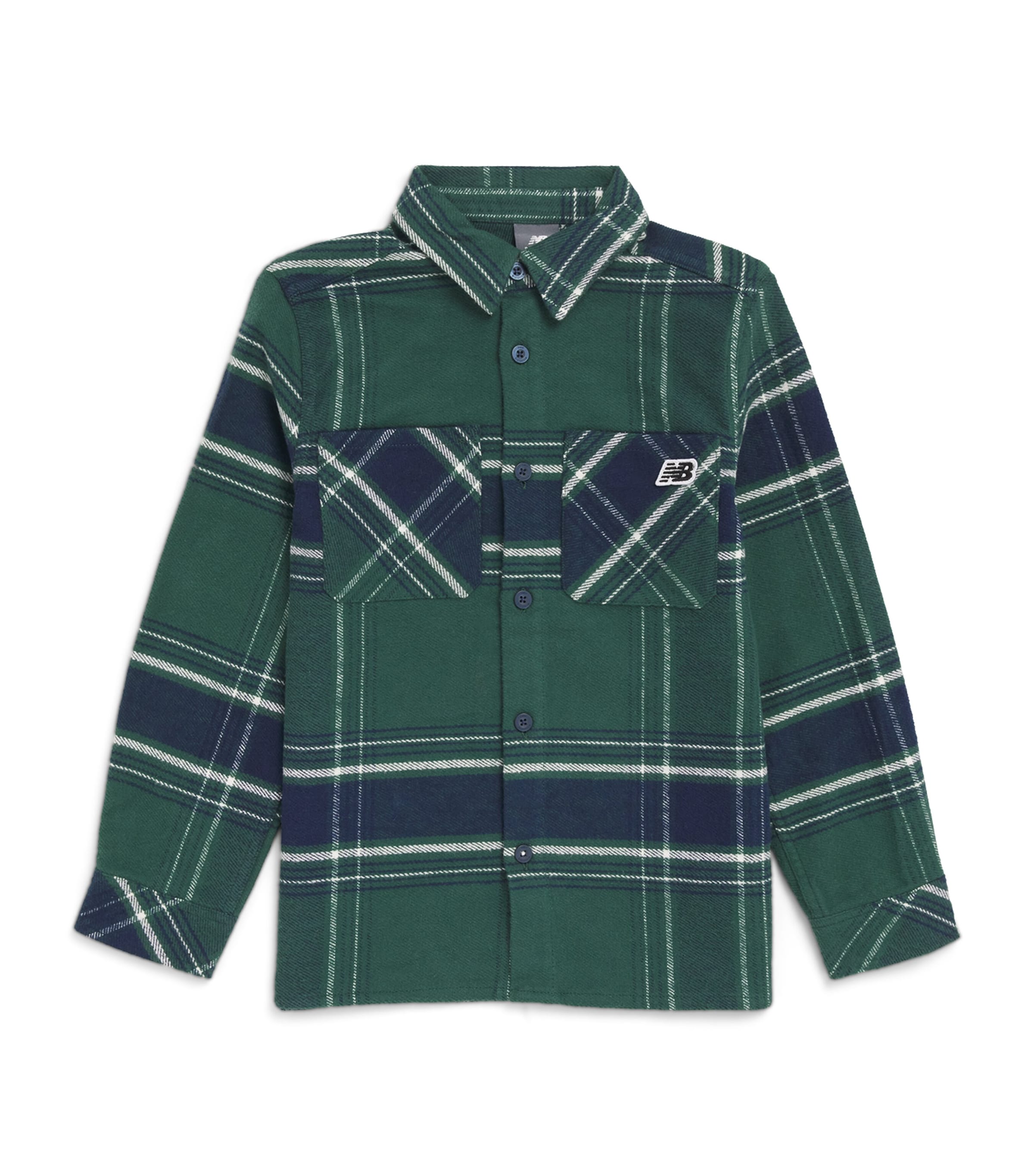New Balance Boys Premium Checked Shirt In Green