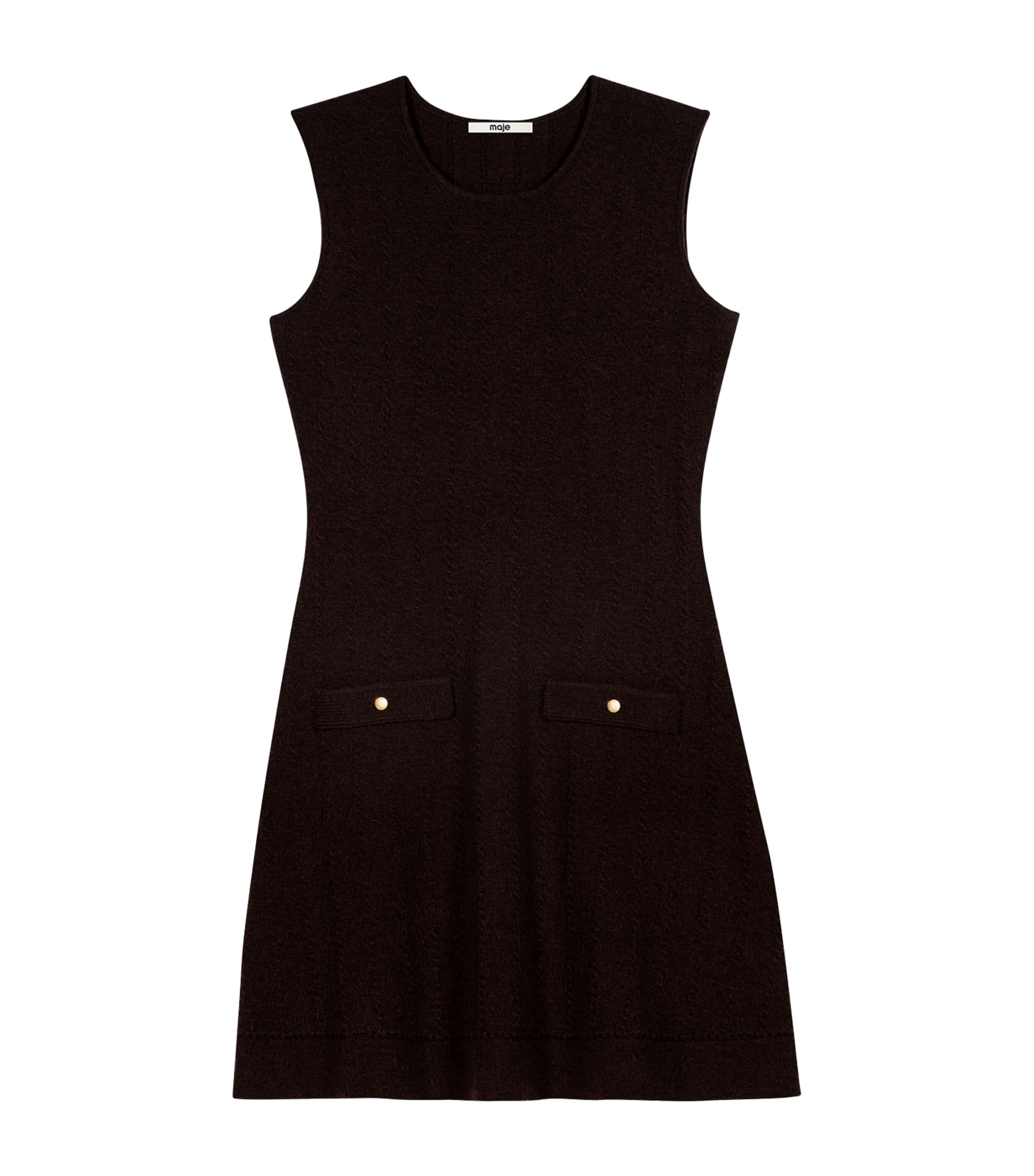 Maje Womens Cable-Knit Mini Dress Dark Brown Image 10
